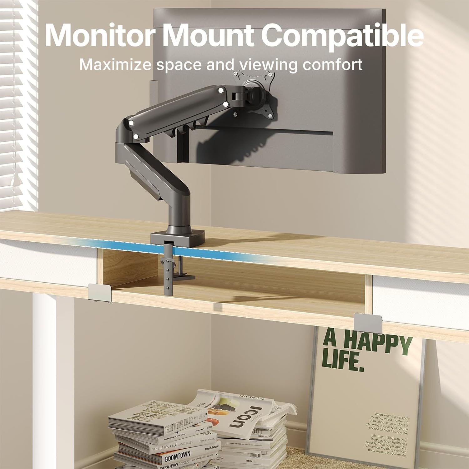 image:imageHUANUO 32 x 21 inch Small Electric Standing Desk with 2 Drawers CClamp Mount Compatible Height Adjustable Sit Stand Desk Home Office Stand Up Desk with 4 Memory Height Settings WhiteLight Walnut