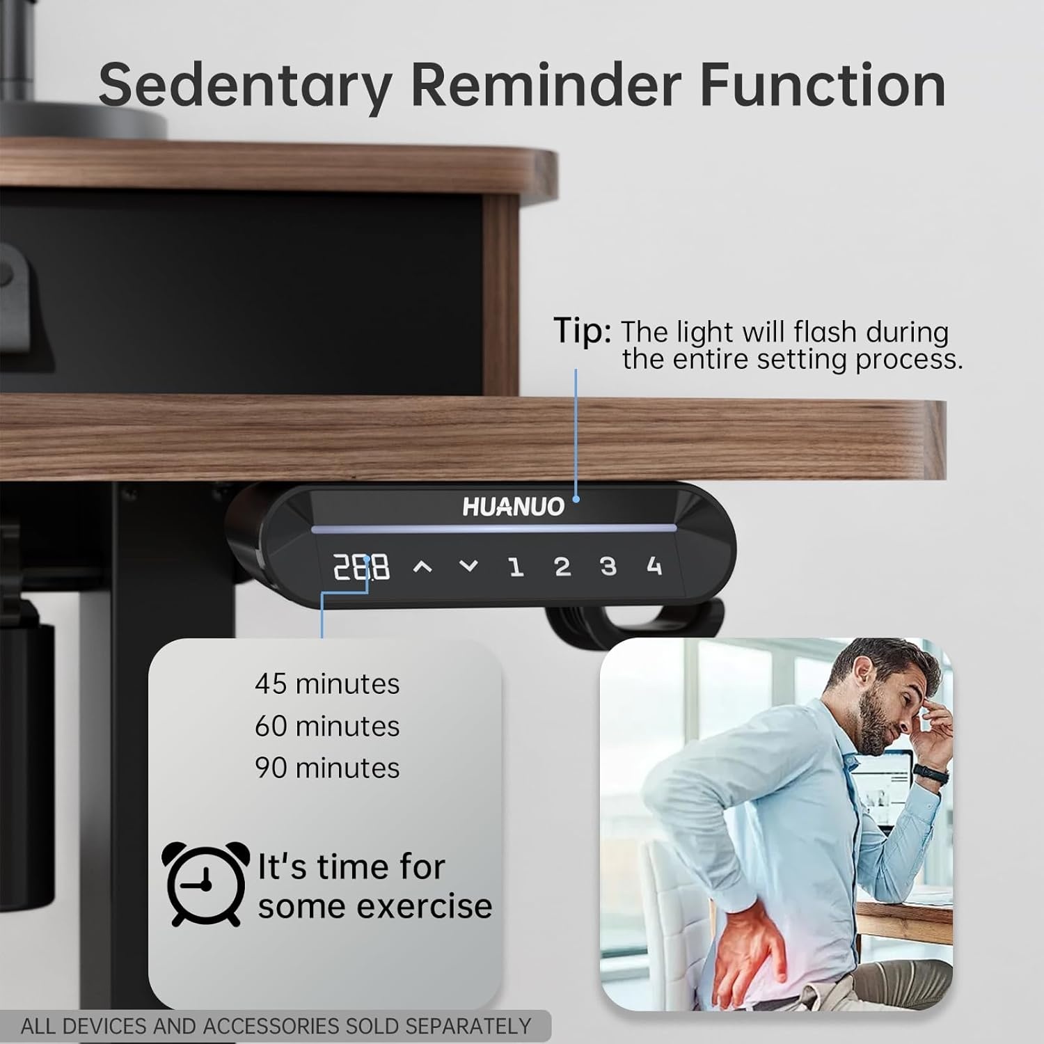 image:imageHUANUO 48 x 24 Electric Standing Desk with 2 Drawers CClamp Mount Compatible Height Adjustable Computer Desk Home Office Stand Up Desk with 4 Preset Heights amp 2 Hooks BlackWalnut