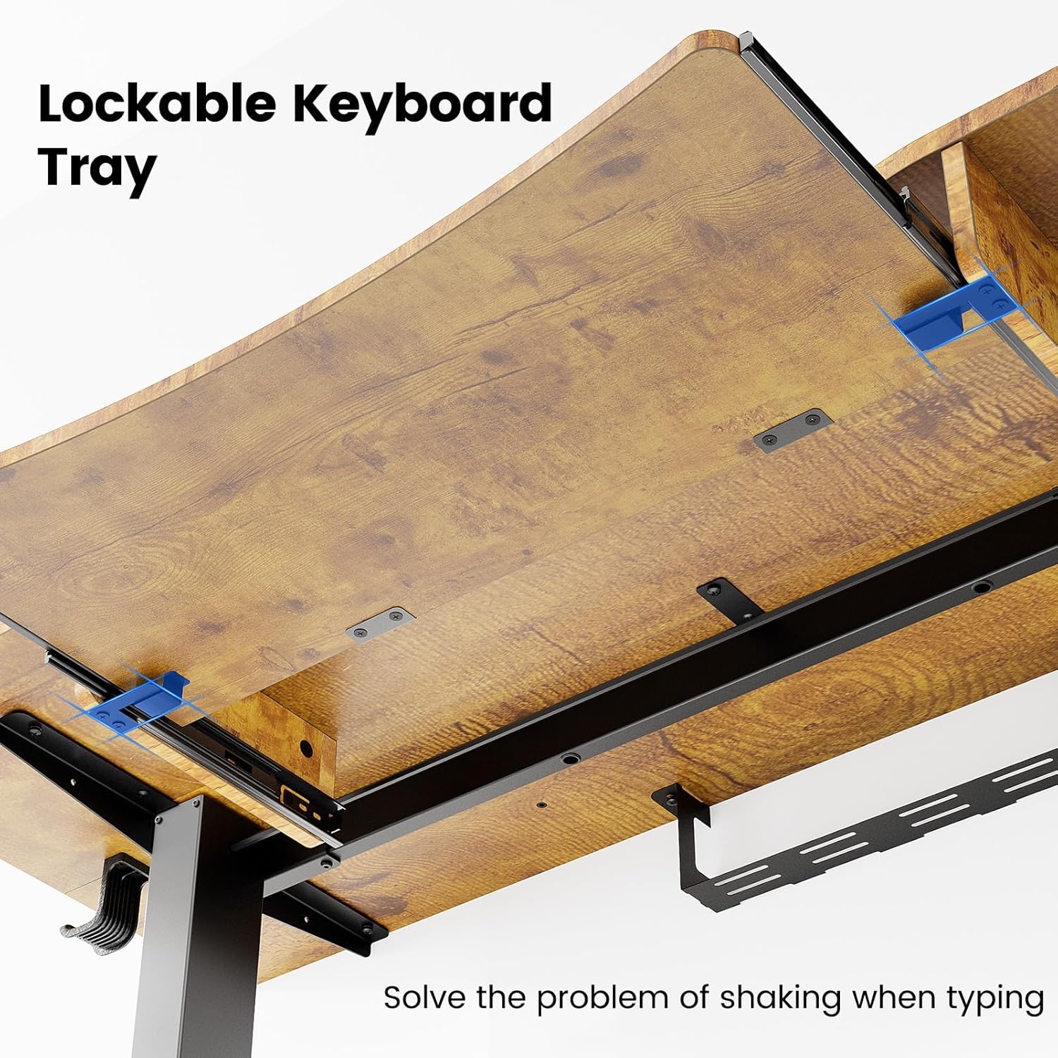 image:imageHUANUO 55 x 26 Electric Standing Desk with 2 Drawers amp 267 Large Keyboard Tray CClamp Mount Compatible Adjustable Computer Desk for Home Office Stand Up Desk with 4 Height Presets VintageVintage Brown