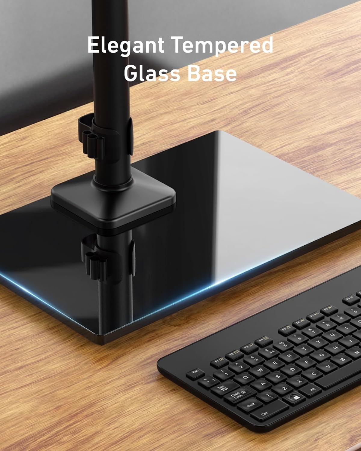 image:imageHUANUO Freestanding Dual Monitor Stand 32 Inch Dual Monitor Mount for 2 Screens Holds up to 198 lbs per Arm Gaming Monitor Arm Riser with TemperedGlass Base Tilt Swivel Rotation Black