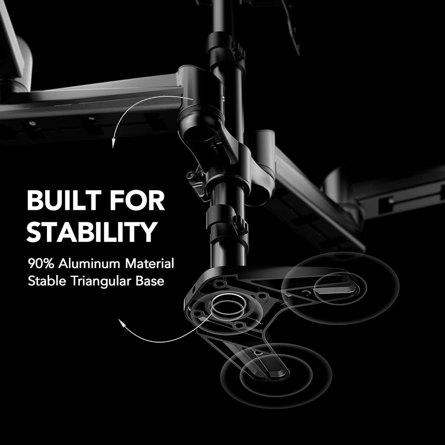 image:imageHUANUO Gaming Triple Monitor Stand Full Motion Articulating Triple Monitor Mount Fit 17 to 32 inch FlatCurved LCD Computer Screens with Clamp Grommet Kit SilverBlack