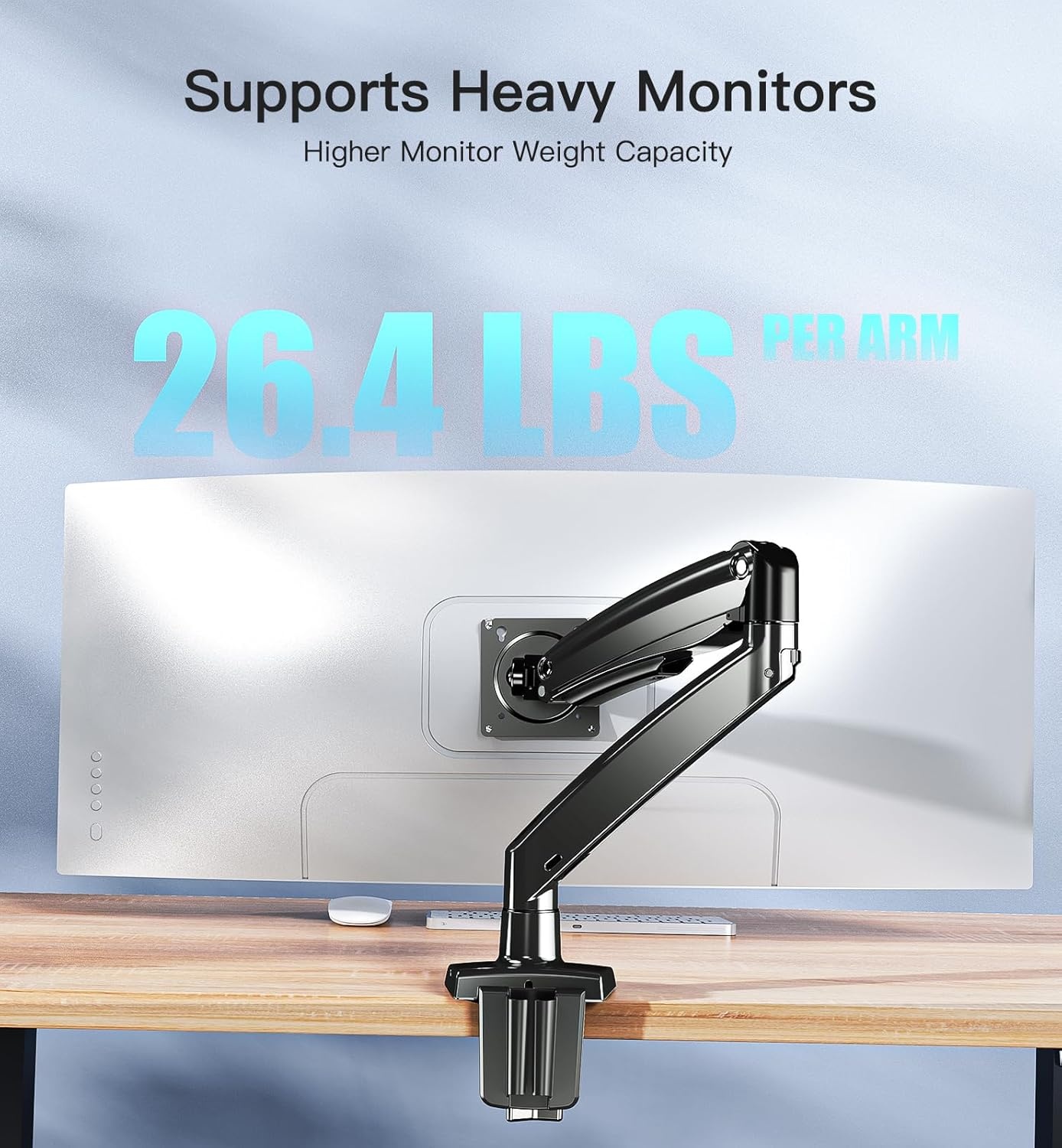 image:imageHUANUO Heavy Duty Monitor Arm for 49Inch UltrawideCurved Screens Full Motion Adjustable Monitor Mount with AircraftGrade Aluminum Holds 264lbs VESA 75x75100x100mm1349