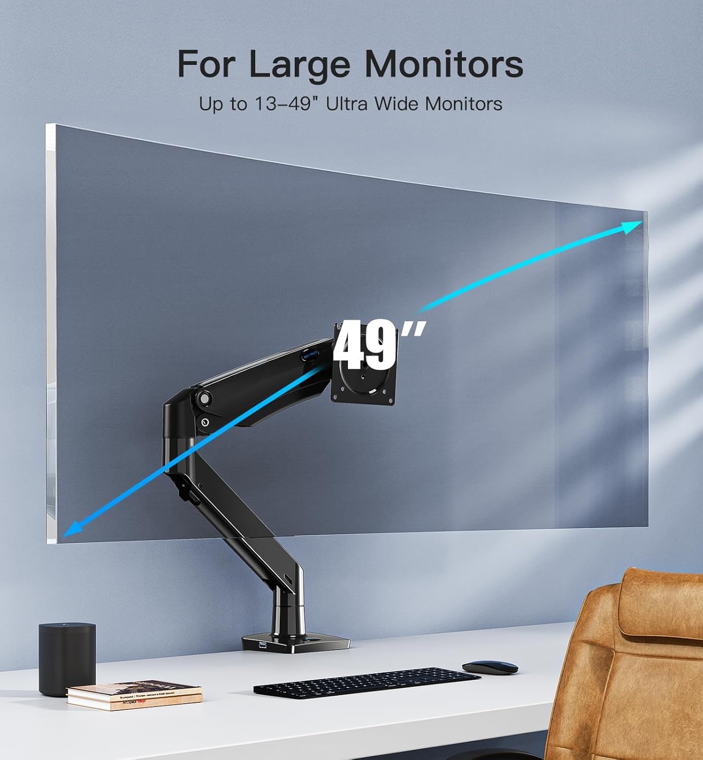 image:imageHUANUO Heavy Duty Monitor Arm for 49Inch UltrawideCurved Screens Full Motion Adjustable Monitor Mount with AircraftGrade Aluminum Holds 264lbs VESA 75x75100x100mm1349