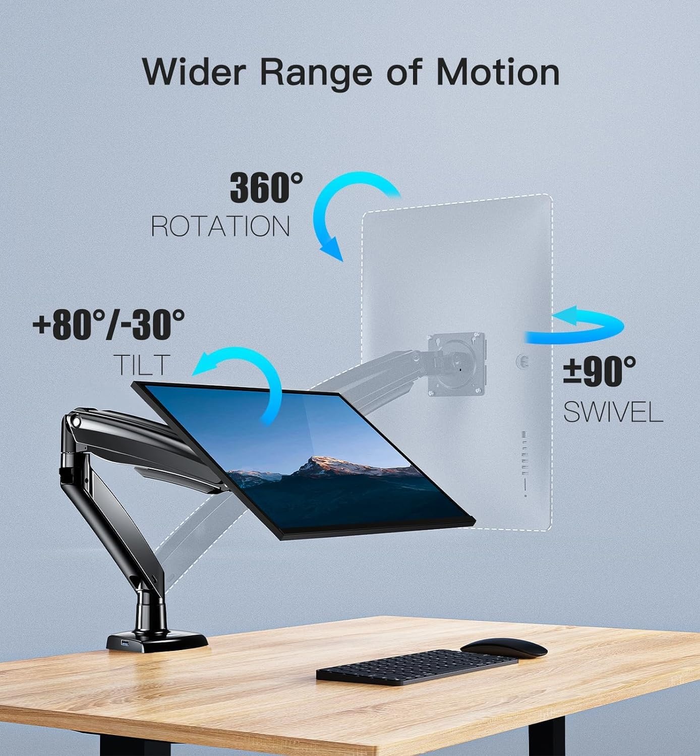 image:imageHUANUO Heavy Duty Monitor Arm for 49Inch UltrawideCurved Screens Full Motion Adjustable Monitor Mount with AircraftGrade Aluminum Holds 264lbs VESA 75x75100x100mm1349