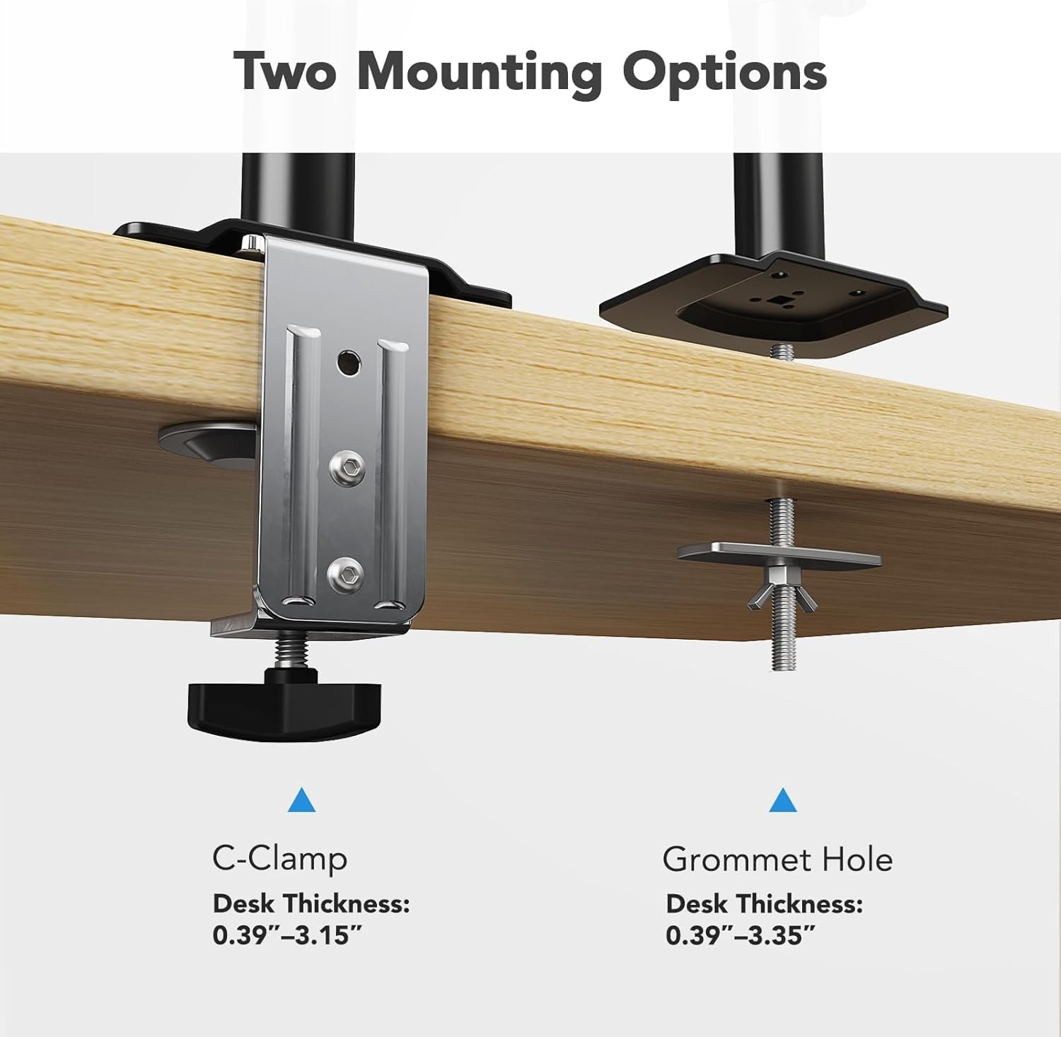 image:imageHUANUO Single Monitor Arm Tall Computer Monitor Stand for 1332 inch Screens Holds 44198 lbs Adjustable Monitor Mount Gas Spring Full Motion with CClamp amp Grommet Base VESA 75x75 or 100x100mm