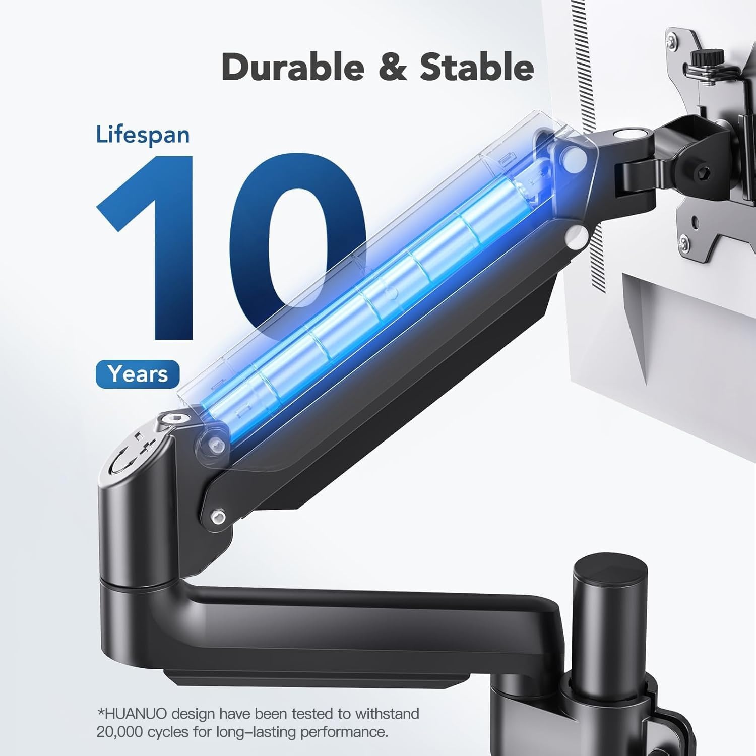 image:imageHUANUO Single Monitor Arm Tall Computer Monitor Stand for 1332 inch Screens Holds 44198 lbs Adjustable Monitor Mount Gas Spring Full Motion with CClamp amp Grommet Base VESA 75x75 or 100x100mm