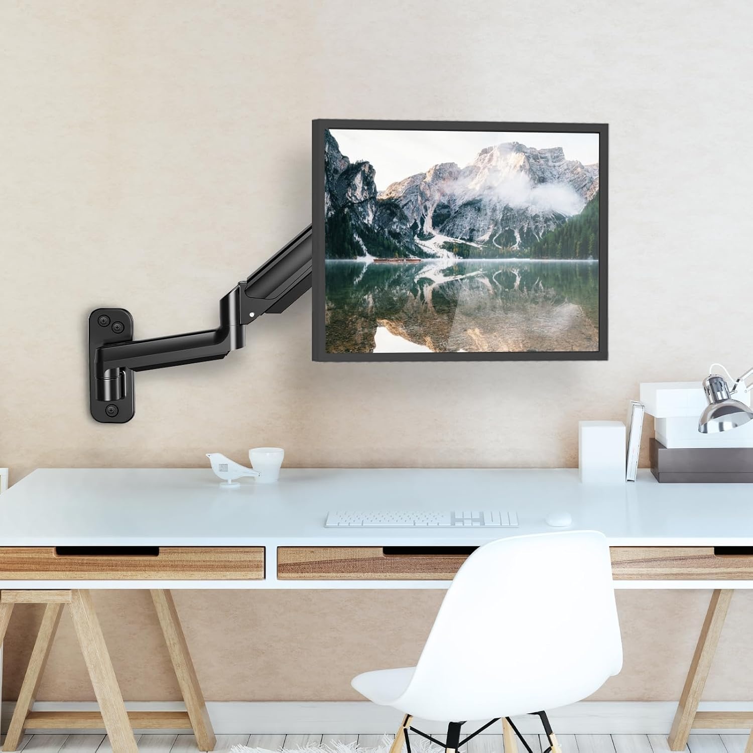 image:imageHUANUO Single Monitor Wall Mount for 13 to 32 Inch Computer Screen Gaming Monitor Wall Mount Arm Holds up to 176lbs Height Adjustable Full Motion Wall Monitor MountVESA Mount 75x75100x100