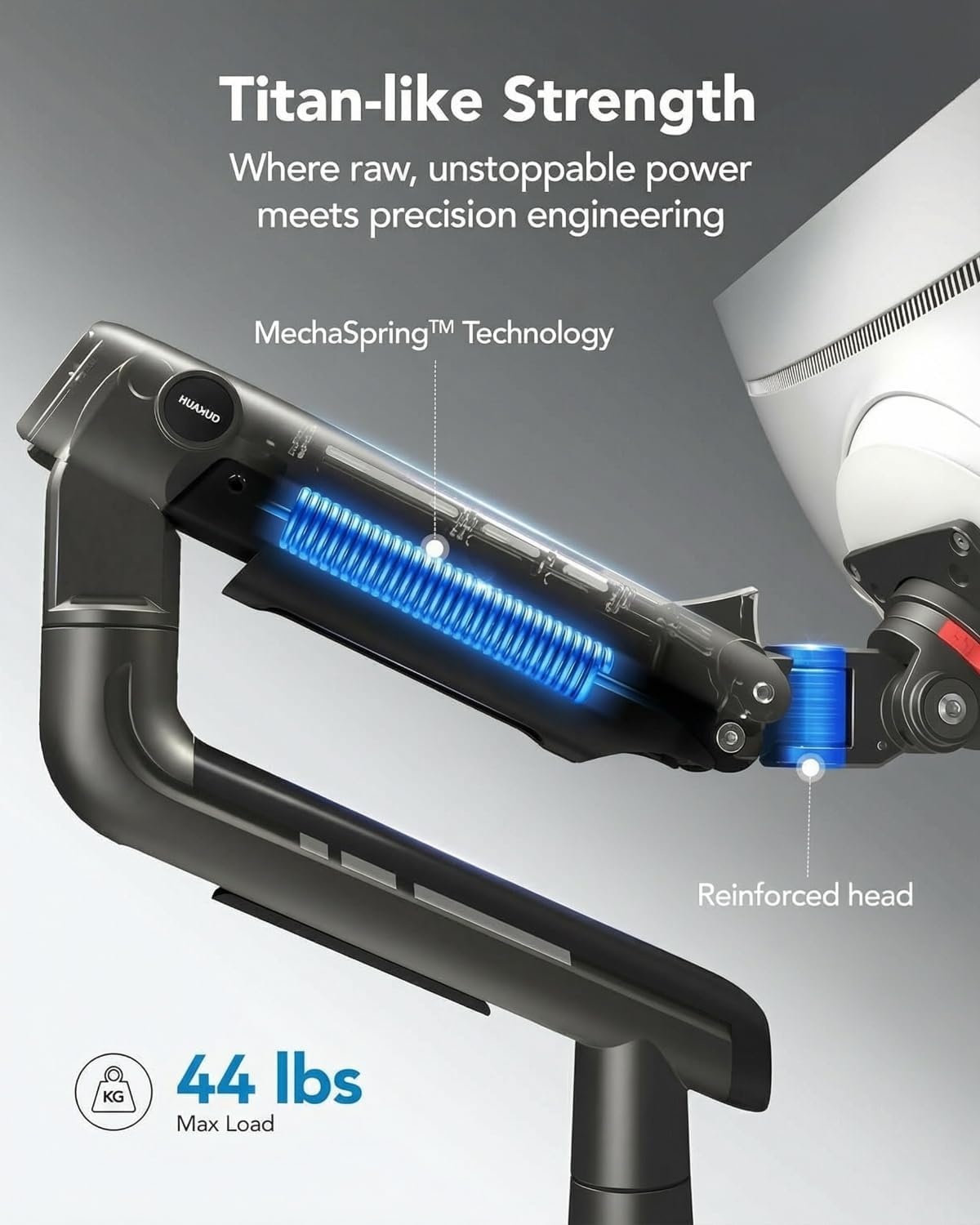 image:imageHUANUO TitanLift Monitor Arm for Ultrawide Screens up to 49 HeavyDuty Single Mount Holds 44 lbs Fully Adjustable Gaming Monitor Arm with CClamp amp Grommet Base Max VESA 100 x 100mm RGB49