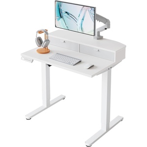 image:imageHUANUO 32 x 21 inch Small Electric Standing Desk with 2 Drawers CClamp Mount Compatible Height Adjustable Sit Stand Desk Home Office Stand Up Desk with 4 Memory Height Settings WhiteWhite