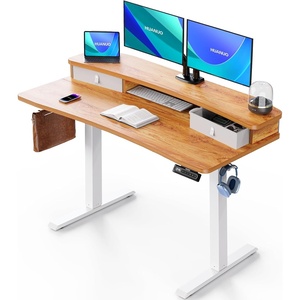 image:imageHUANUO 48 x 24 Electric Standing Desk with 2 Drawers CClamp Mount Compatible Height Adjustable Computer Desk Home Office Stand Up Desk with 4 Preset Heights amp 2 Hooks BlackLight Vintage