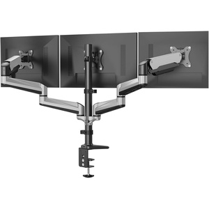 image:imageHUANUO Gaming Triple Monitor Stand Full Motion Articulating Triple Monitor Mount Fit 17 to 32 inch FlatCurved LCD Computer Screens with Clamp Grommet Kit SilverSilver