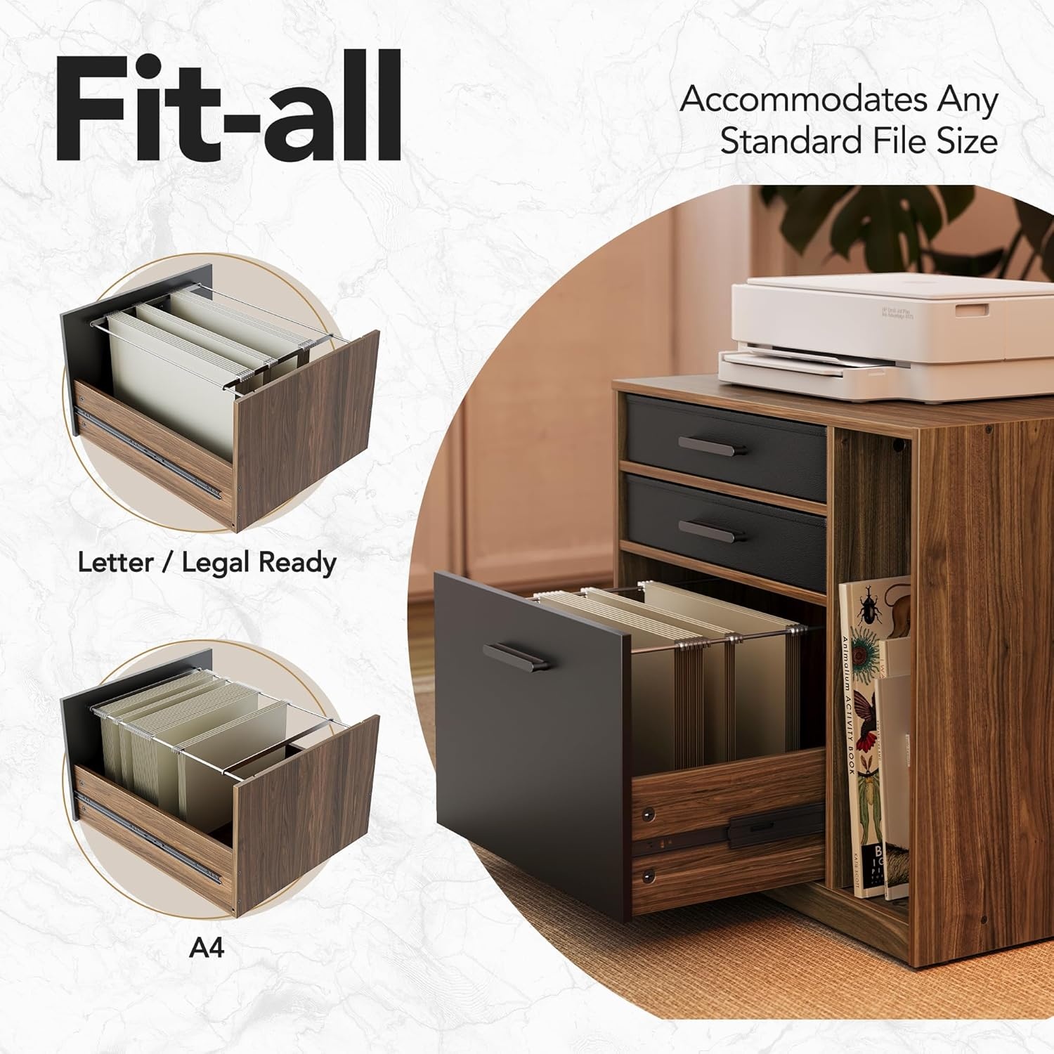 image:imageHUANUO 655 576 Electric L Shaped Standing Desk with 6 Storage Drawers 2Tier Corner Sit Stand Desk with Power Strip Tray amp Cable Grommets Height Adjustable Computer Gaming Table WalnutWalnut
