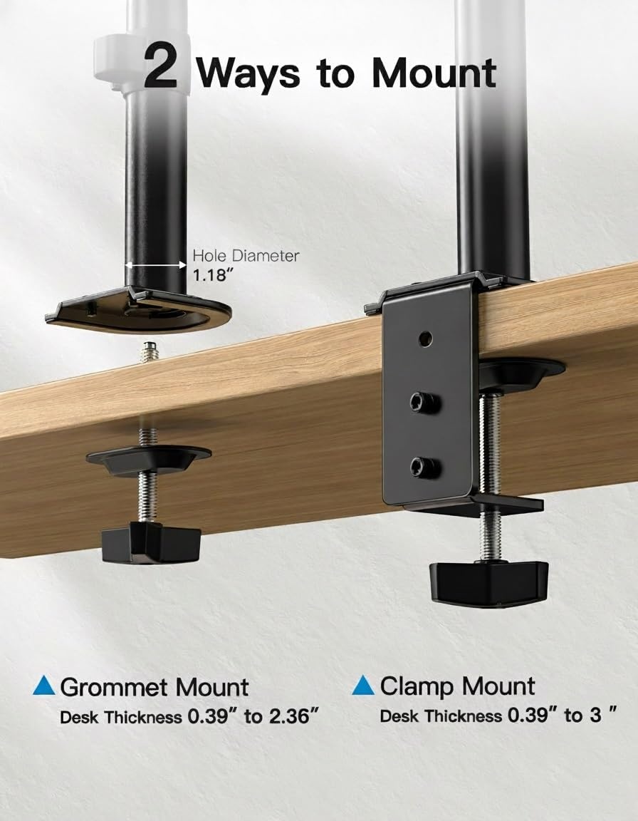 image:imageHUANUO Dual Monitor Mount for 2 Monitors up to 32 inches Heavy Duty Dual Monitor Stand Holds up to176lbs Dual Monitor Arm with Height Adjustable Tilt Swive Rotate VESA Hole 75mm or 100mm