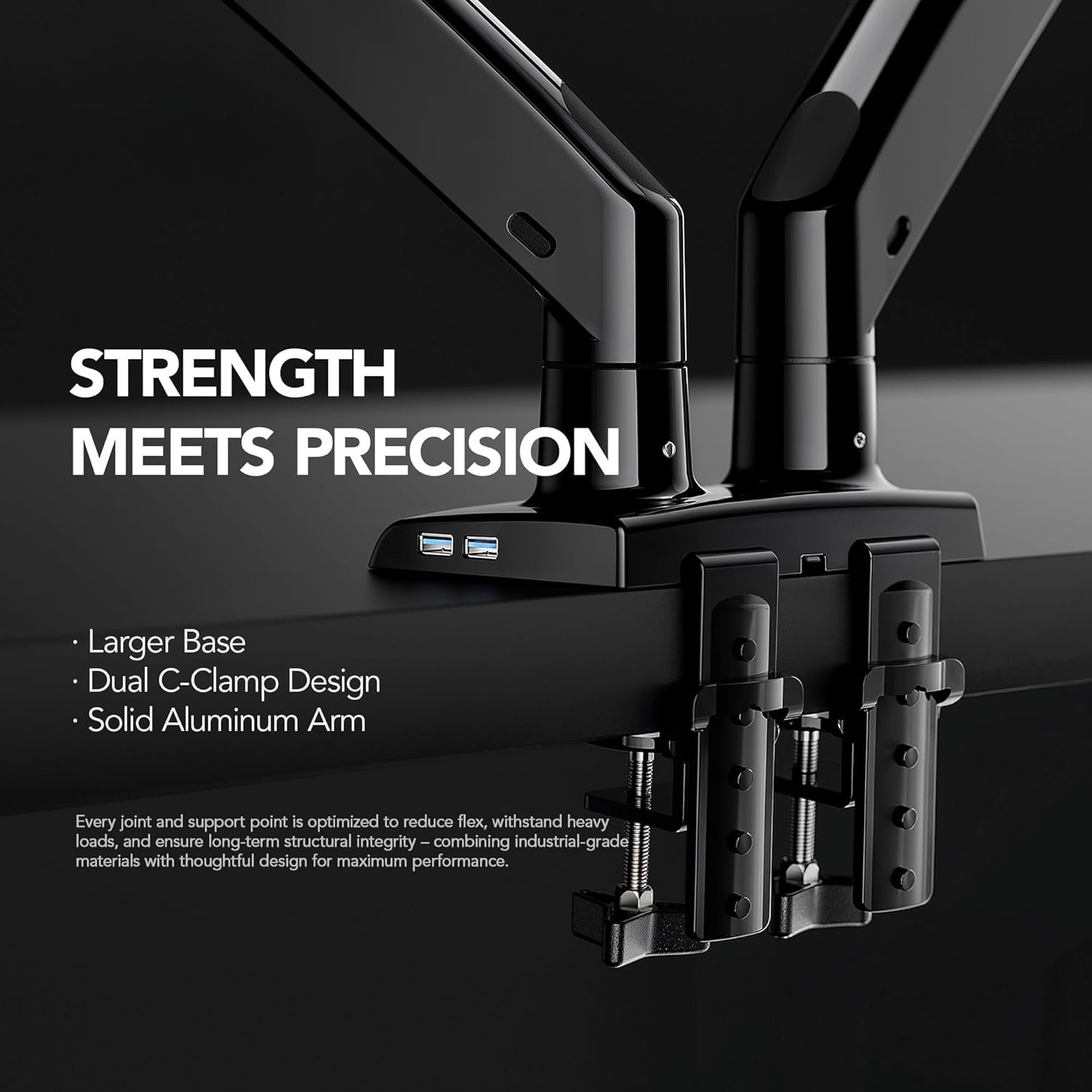 image:imageHUANUO Dual Monitor Stand for 1340 Premium Dual Monitor Mount with USB Height Adjustable Monitor Stand for 2 Monitors VESA Mount with ClampGrommet Base Holds 264lbs per Arm HNDS71340 Inch