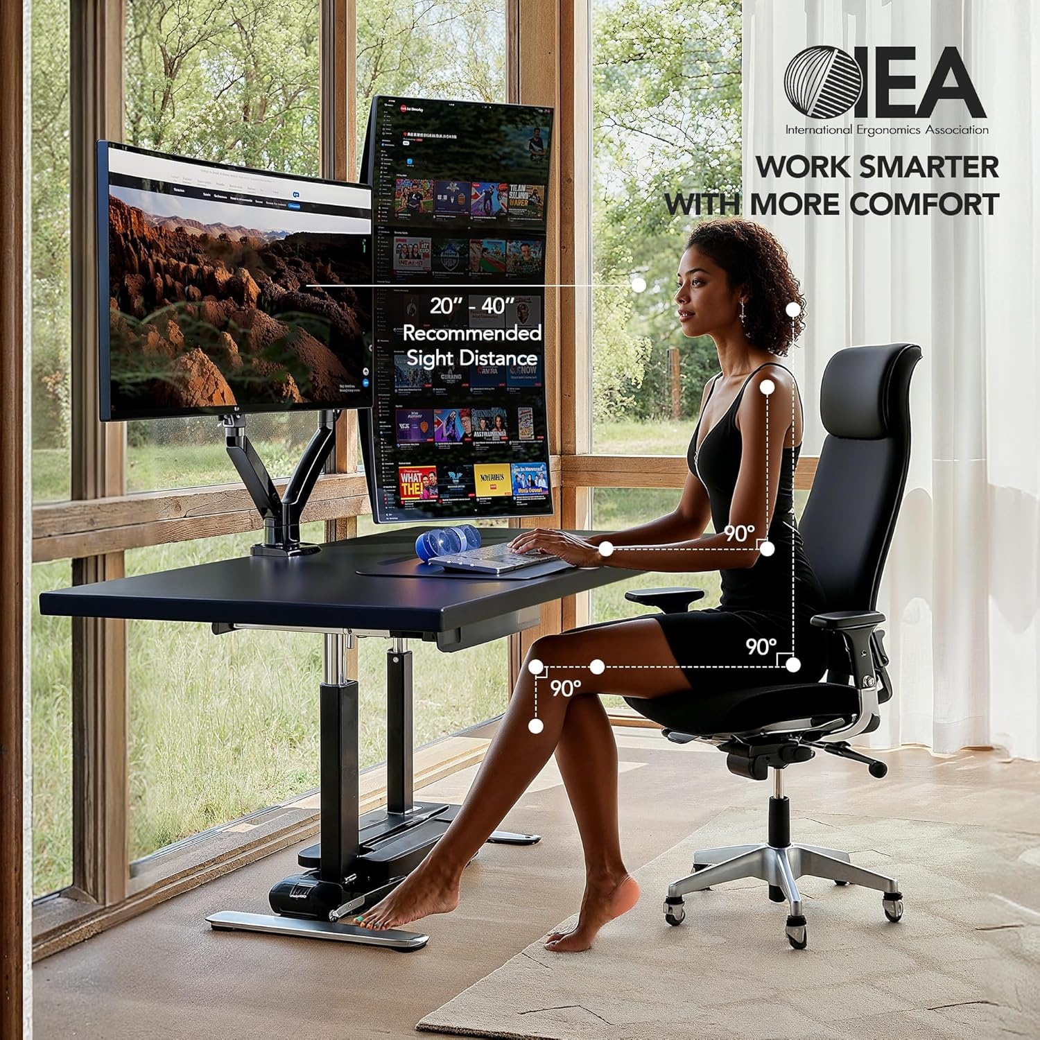 image:imageHUANUO Dual Monitor Stand for 1340 Premium Dual Monitor Mount with USB Height Adjustable Monitor Stand for 2 Monitors VESA Mount with ClampGrommet Base Holds 264lbs per Arm HNDS71340 Inch