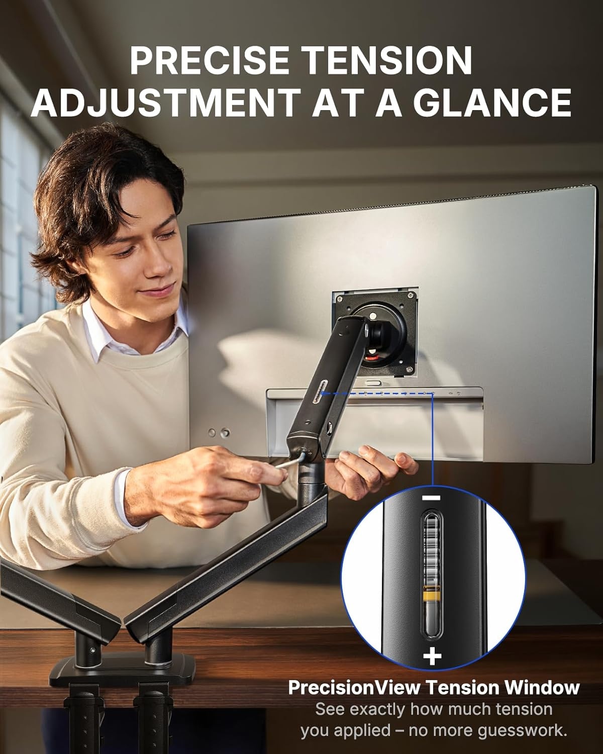 image:imageHUANUO FlowLift Pro Dual Monitor Mount for 1332 Screens MechaSpring Monitor Stand Adjustable Monitor Arms for 2 Monitors with TiltSwivelRotation ToolFree VESA Mount Max Load 198 lbs