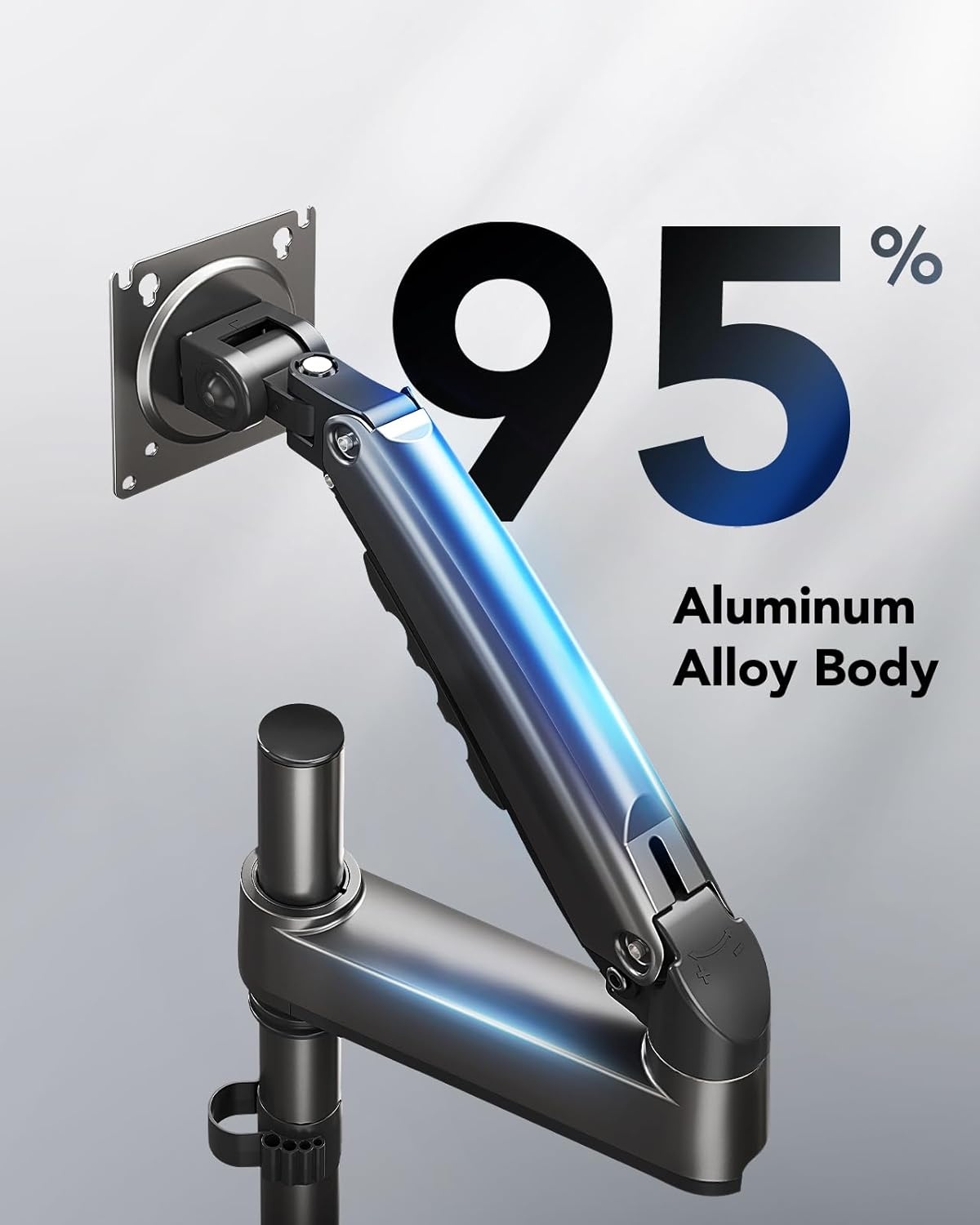 image:imageHUANUO Single Monitor Arm Adjustable Desk Mount for 1334 inch Screens Holds 198lbs 2244 inch Max Height Full Motion Swivel Gaming Monitor Stand with VESA 75x75mm and 100x100mm CompatibilityBlack