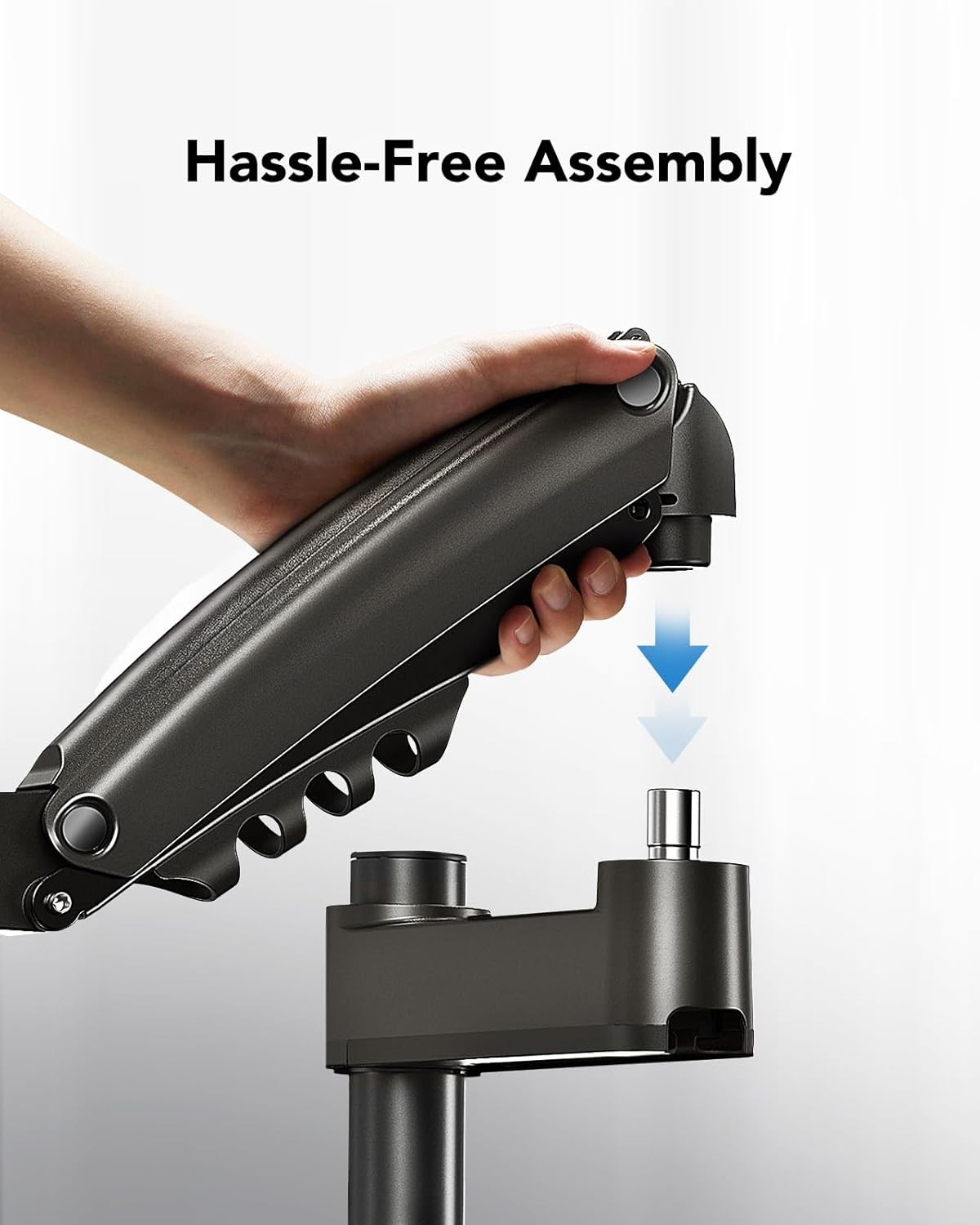 image:imageHUANUO Single Monitor Arm Adjustable Desk Mount for 1334 inch Screens Holds 198lbs 2244 inch Max Height Full Motion Swivel Gaming Monitor Stand with VESA 75x75mm and 100x100mm CompatibilityBlack