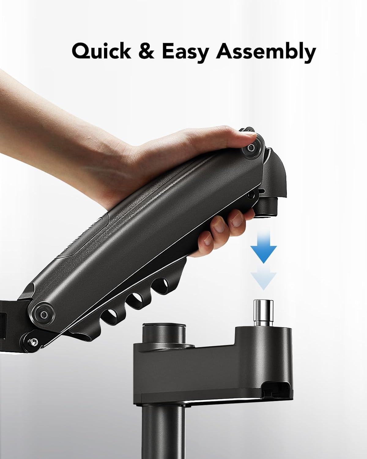 image:imageHUANUO Single Monitor Arm Adjustable Desk Mount for 1334 inch Screens Holds 198lbs 2244 inch Max Height Full Motion Swivel Gaming Monitor Stand with VESA 75x75mm and 100x100mm CompatibilityBlack