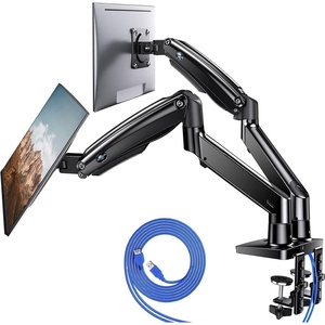 image:imageHUANUO Dual Monitor Stand for 1340 Premium Dual Monitor Mount with USB Height Adjustable Monitor Stand for 2 Monitors VESA Mount with ClampGrommet Base Holds 264lbs per Arm HNDS71340 Inch
