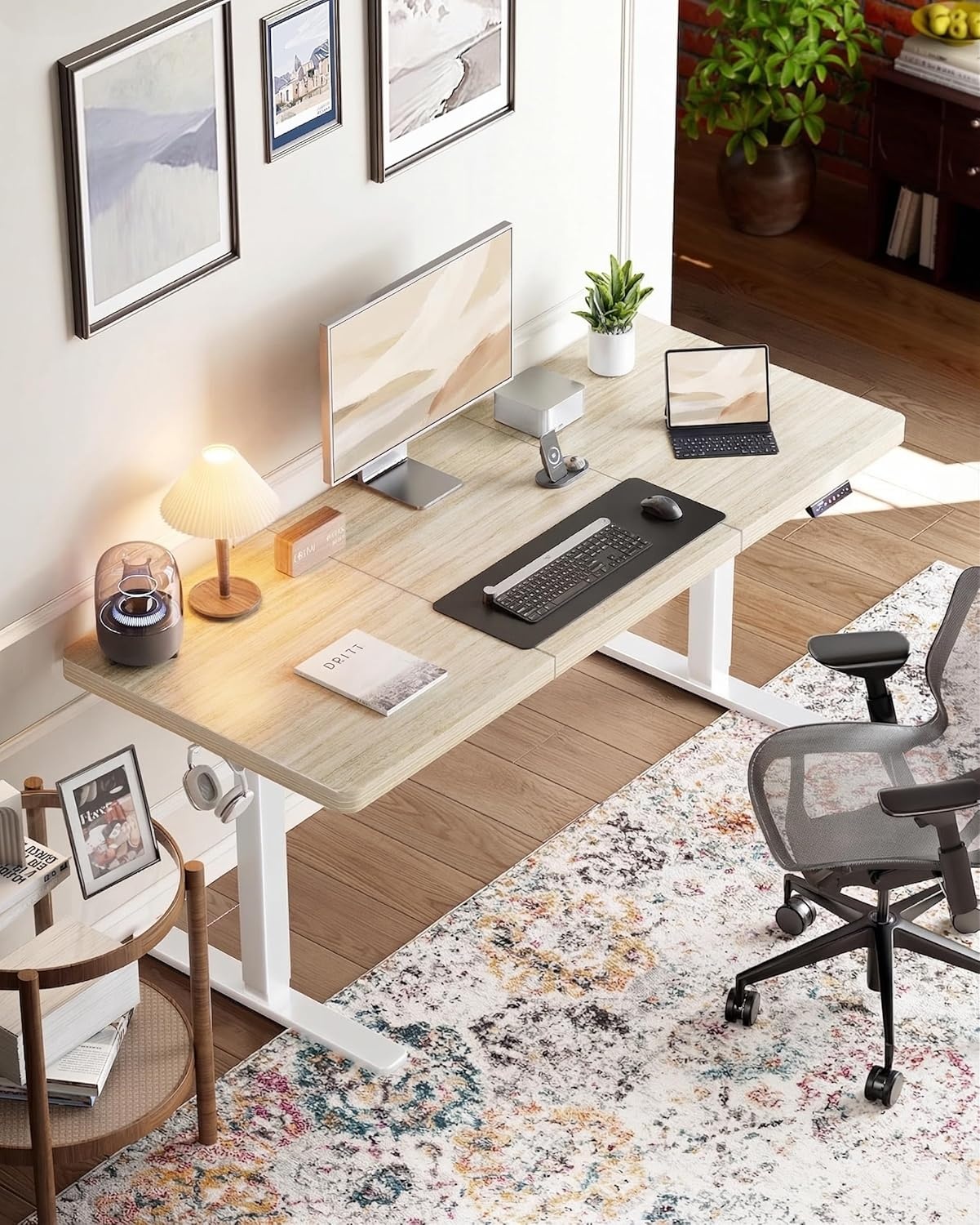 image:imageHUANUO 71 x 30 inch Electric Standing Desk Powerful Brushless Motor Large Height Adjustable Table 4 Memory Preset Sit Stand Up Desk Home Office Computer Table with Thick TShaped FrameNatural