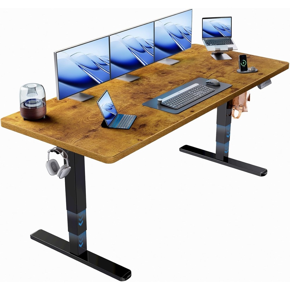 image:imageHUANUO 71 x 30 inch Electric Standing Desk Powerful Brushless Motor Large Height Adjustable Table 4 Memory Preset Sit Stand Up Desk Home Office Computer Table with Thick TShaped FrameVintage