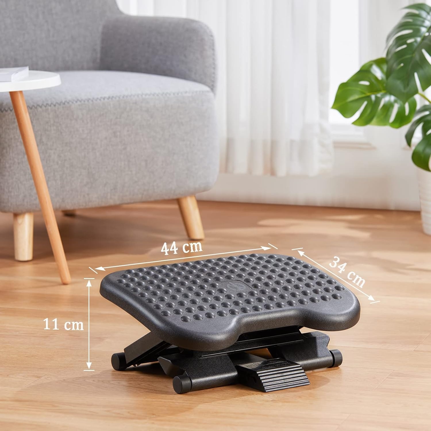 image:imageHUANUO Adjustable Desk Footrest Foot Rest for Under Desk at Work with Massage Adjustable Foot Stool with 3 Height Position amp 30 Degree Tilt Angle Adjustment for Home OfficeBlack