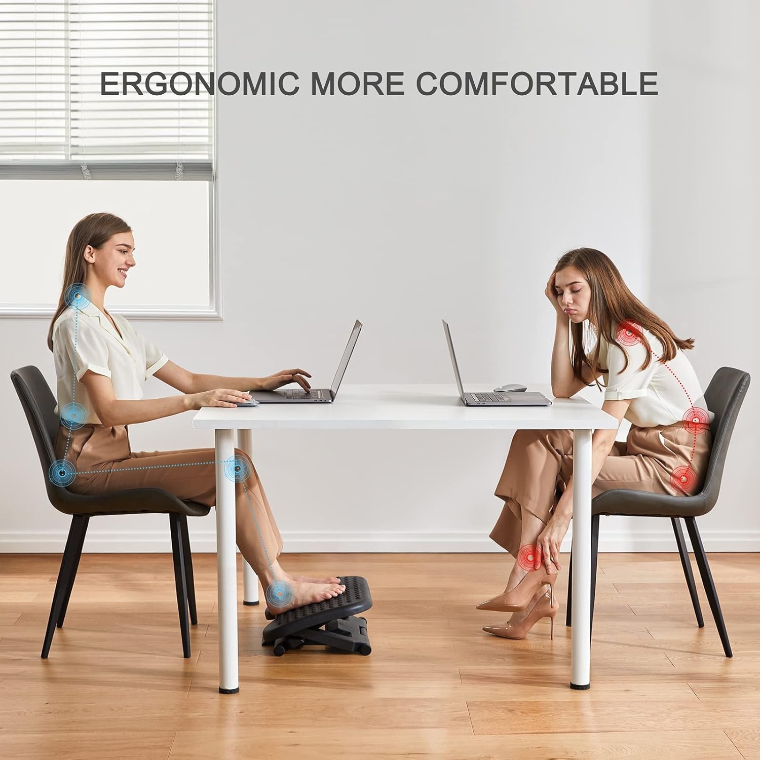 image:imageHUANUO Adjustable Desk Footrest Foot Rest for Under Desk at Work with Massage Adjustable Foot Stool with 3 Height Position amp 30 Degree Tilt Angle Adjustment for Home OfficeBlack