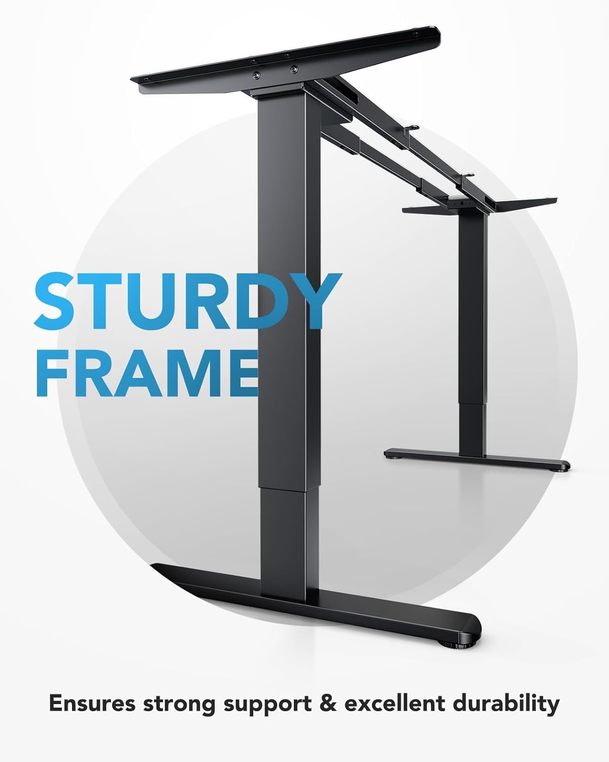image:imageHUANUO Electric Standing Desks Frame with 265 lbs Dual MotorThick TShaped Desk Legs Made of Automotive Grade Steelfor Max 90x315 Desktop Height Adjustable Desk Frame for Home Office Frame OnlyBlack