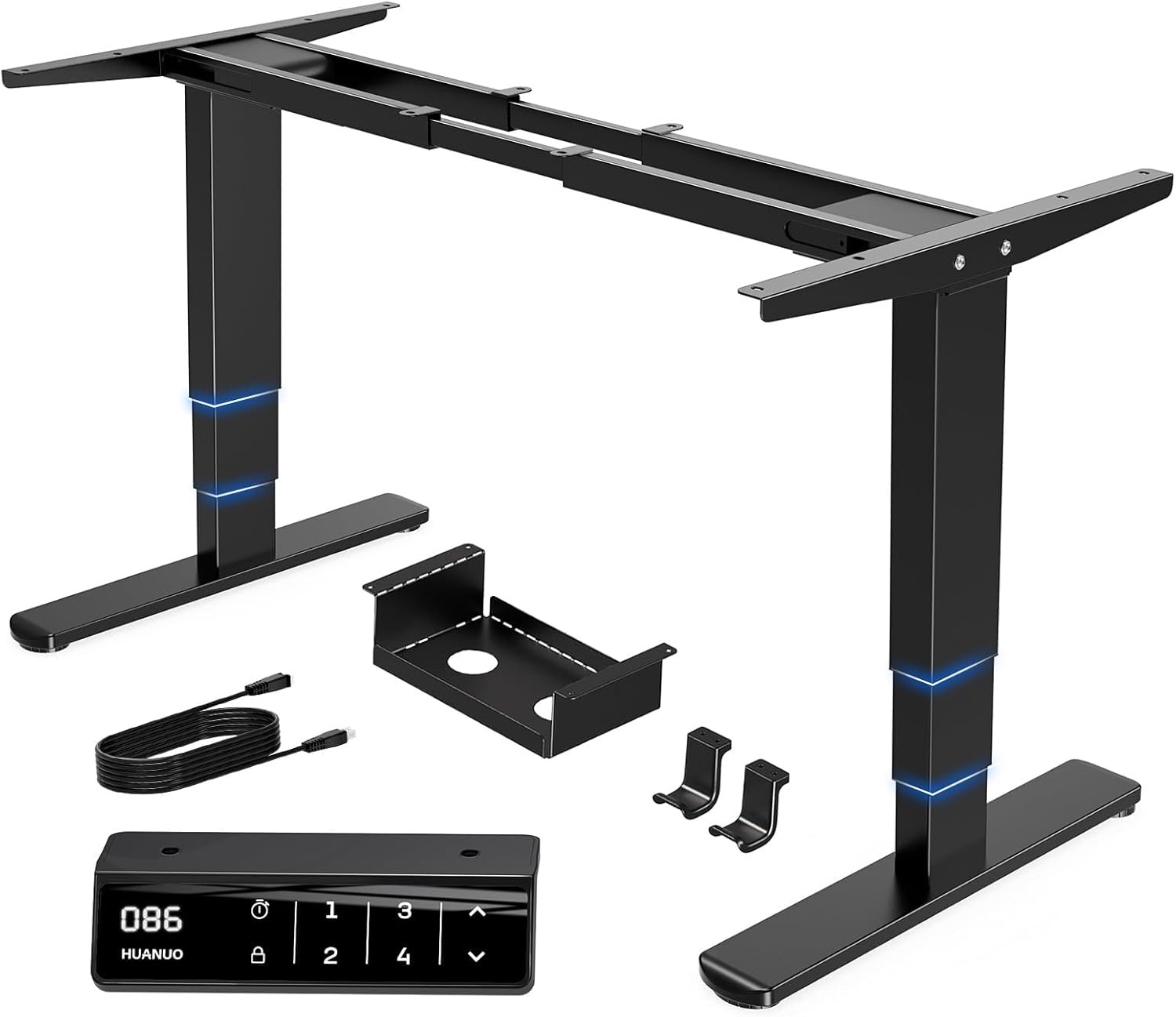 image:imageHUANUO Electric Standing Desks Frame with 265 lbs Dual MotorThick TShaped Desk Legs Made of Automotive Grade Steelfor Max 90x315 Desktop Height Adjustable Desk Frame for Home Office Frame OnlyBlack