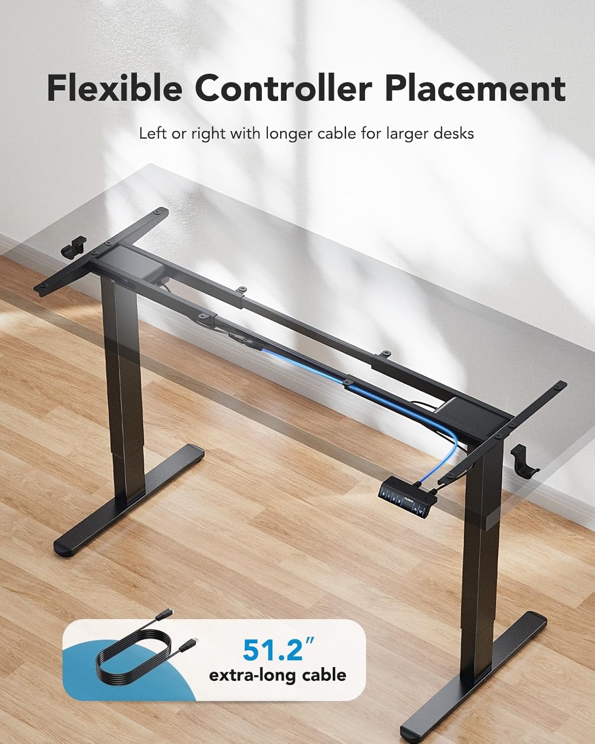 image:imageHUANUO Electric Standing Desks Frame with 265 lbs Dual MotorThick TShaped Desk Legs Made of Automotive Grade Steelfor Max 90x315 Desktop Height Adjustable Desk Frame for Home Office Frame OnlyBlack