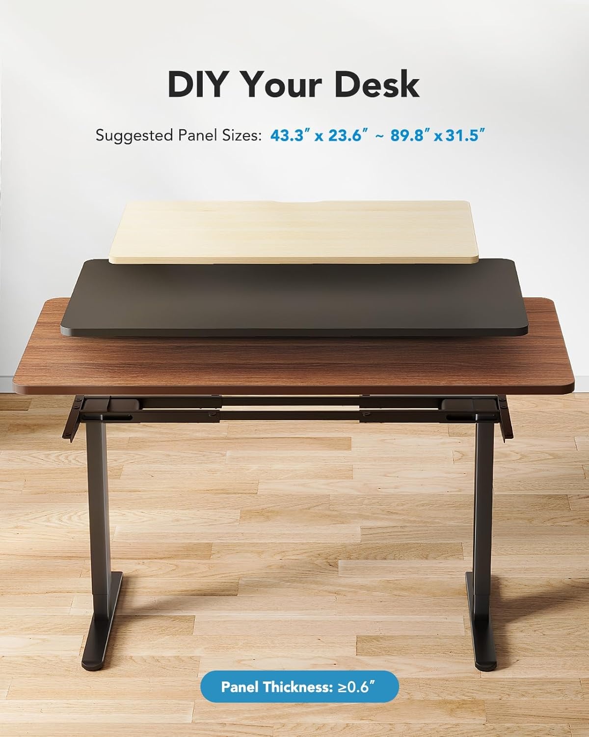 image:imageHUANUO Electric Standing Desks Frame with 265 lbs Dual MotorThick TShaped Desk Legs Made of Automotive Grade Steelfor Max 90x315 Desktop Height Adjustable Desk Frame for Home Office Frame OnlyBlack