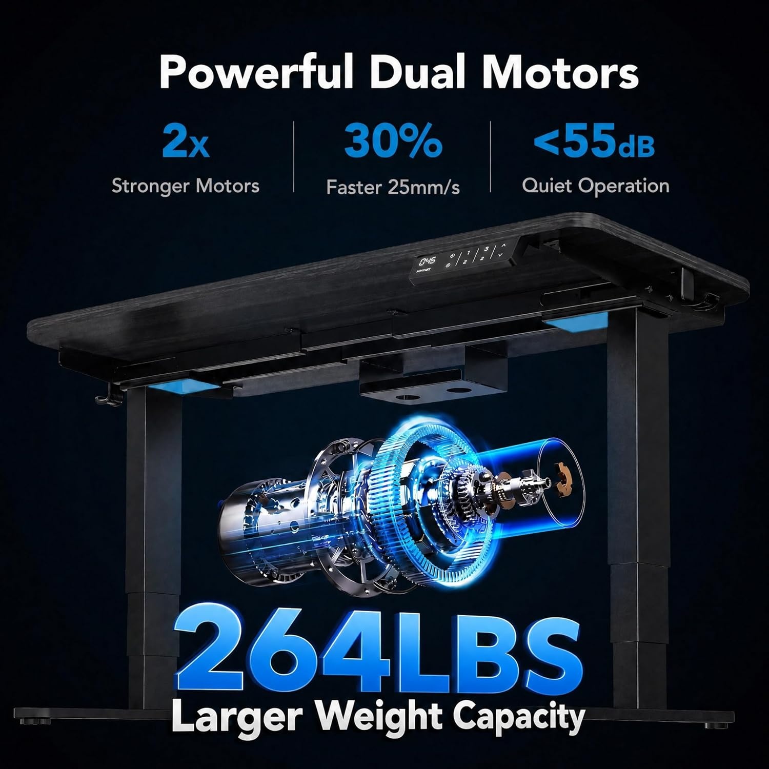 image:imageHUANUO Electric Standing Desks Frame with 265 lbs Dual MotorThick TShaped Desk Legs Made of Automotive Grade Steelfor Max 90x315 Desktop Height Adjustable Desk Frame for Home Office Frame OnlyBlack