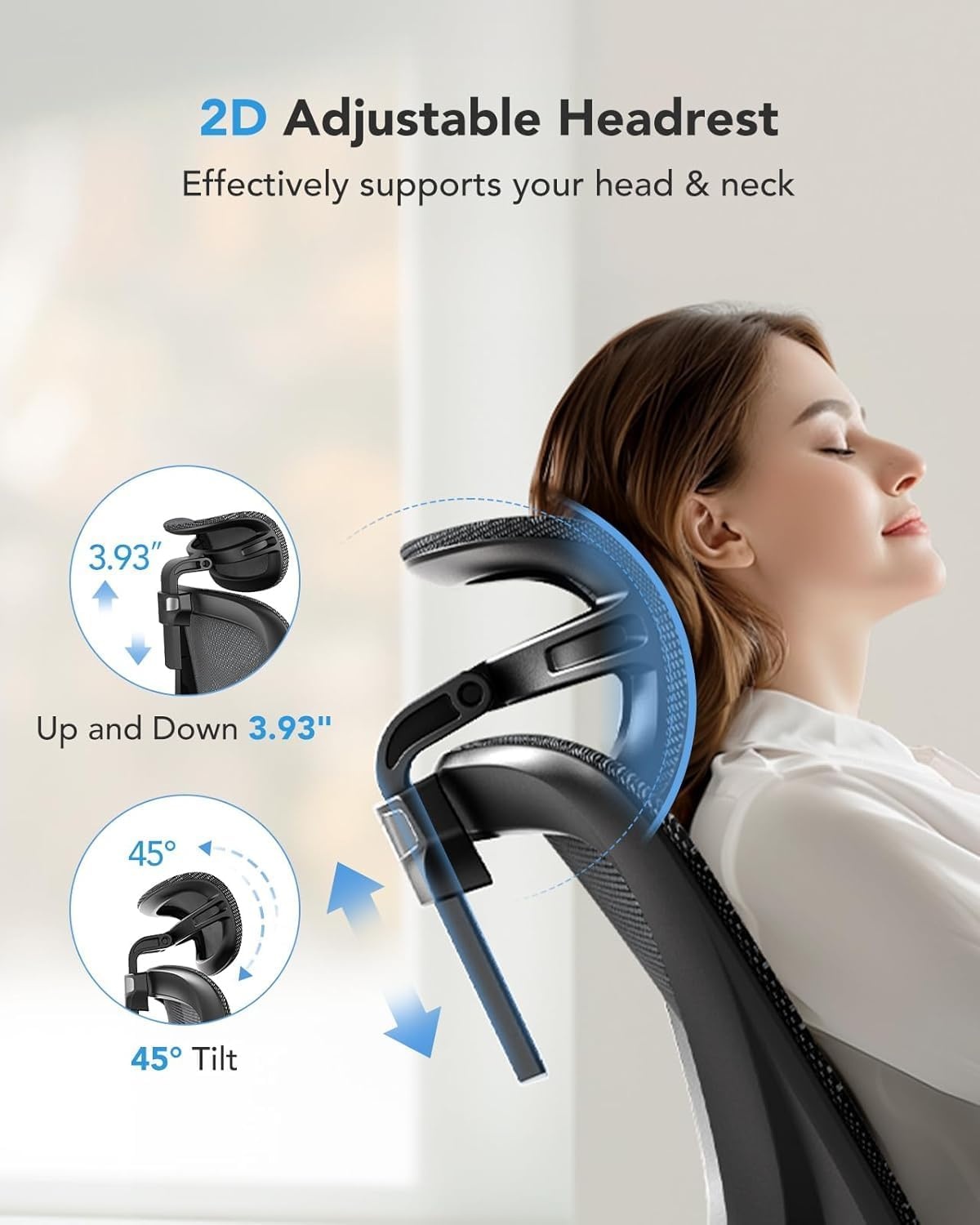 image:imageHUANUO Ergonomic Mesh Office Chair with 5Level Lumbar Support Computer Gaming Chair with Adjustable Headrest amp Armrests Rocking Tilt Comfortable High Back Desk Chair for Home Office2