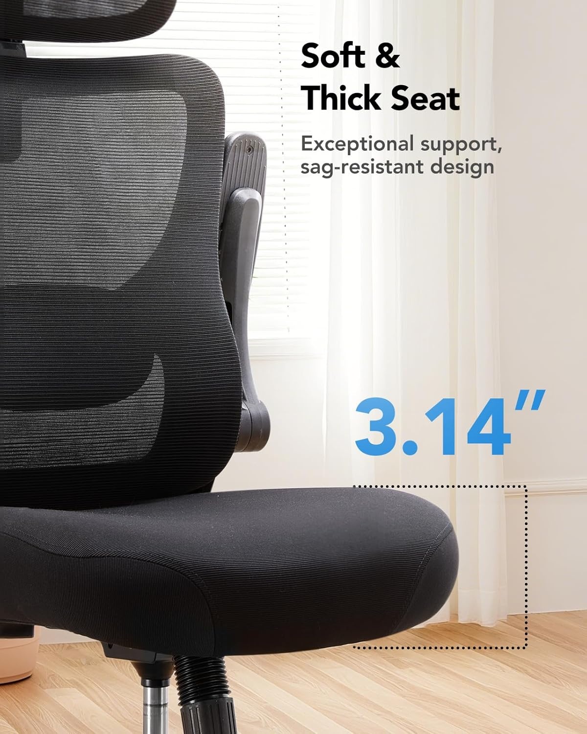 image:imageHUANUO Ergonomic Office Chair High Back Computer Desk Chair with Adjustable Lumbar Support and Headrest Comfy Gaming Chair with 3D Armrests Home Office Rolling Chair Max Load 300 lbs