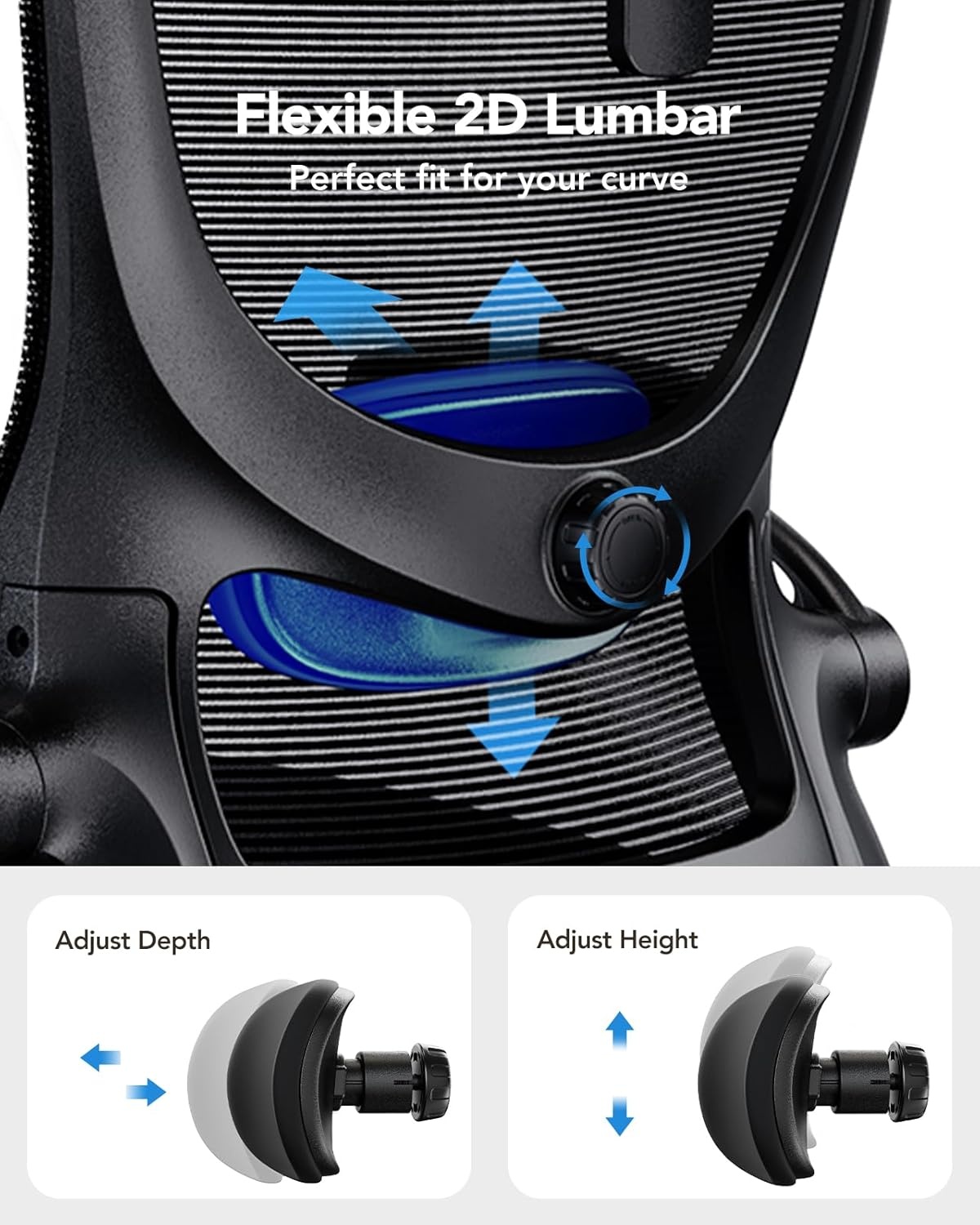 image:imageHUANUO Ergonomic Office Chair High Back Computer Desk Chair with Adjustable Lumbar Support and Headrest Comfy Gaming Chair with 3D Armrests Home Office Rolling Chair Max Load 300 lbs