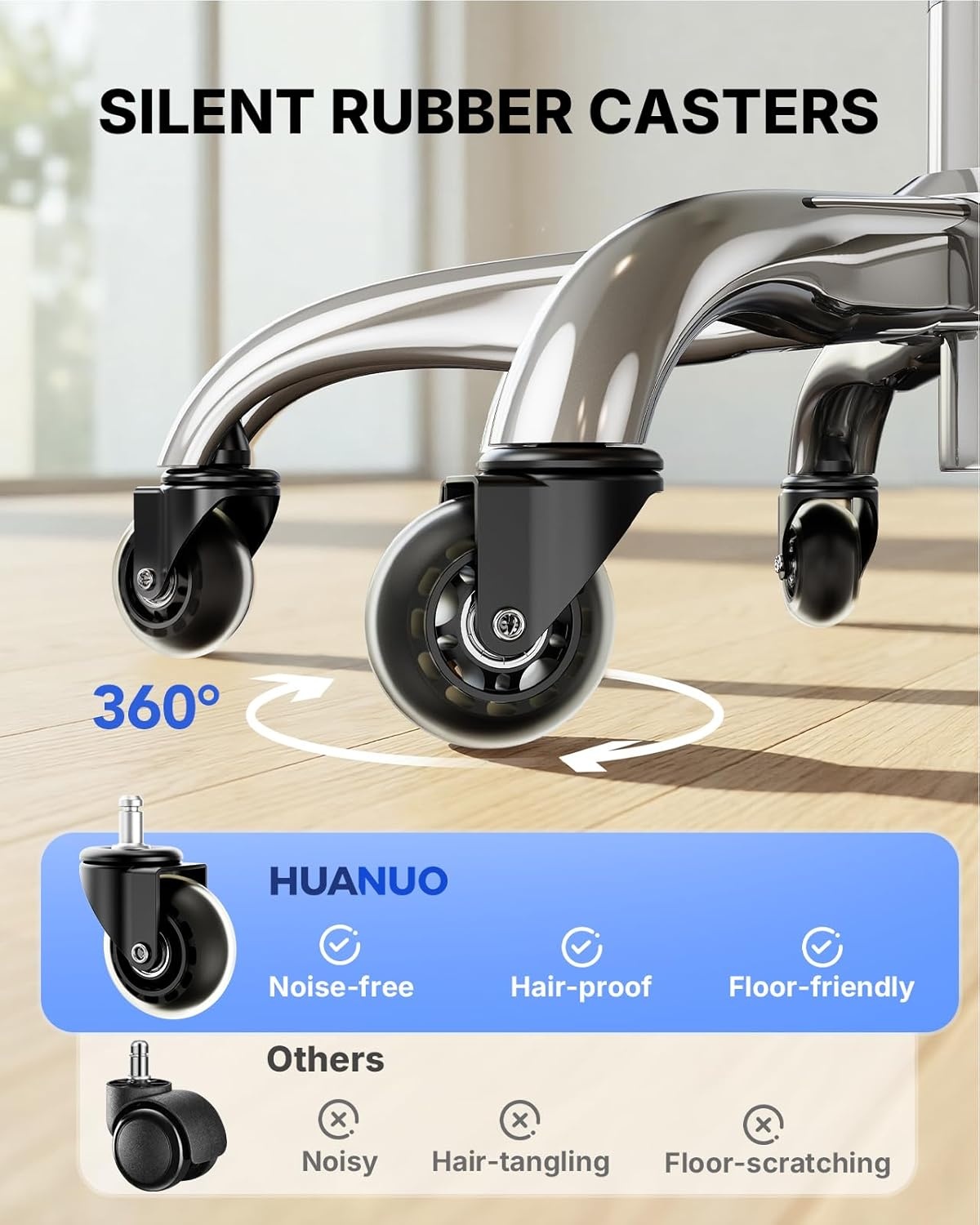 image:imageHUANUO Ergonomic Office Chair with 6D Armrest Seat Depth Adjustment Lumbar Support Quiet Rubber Caster High Back Mesh Gaming Chair with 3D Headrest Big and Tall Desk Chair for Home Office Black