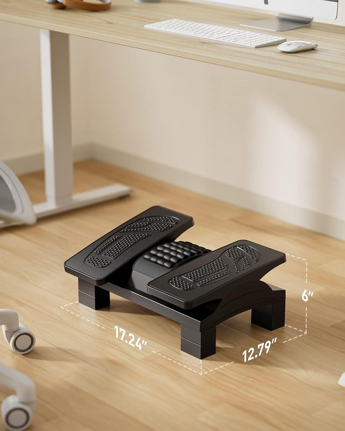 image:imageHUANUO Foot Rest Under Desk Adjustable Ergonomic Footrest for Under Desk at Work or Gaming with Massage Texture and Roller 20 Degree Tilt Angle Adjustment Foot Stool for Office Home
