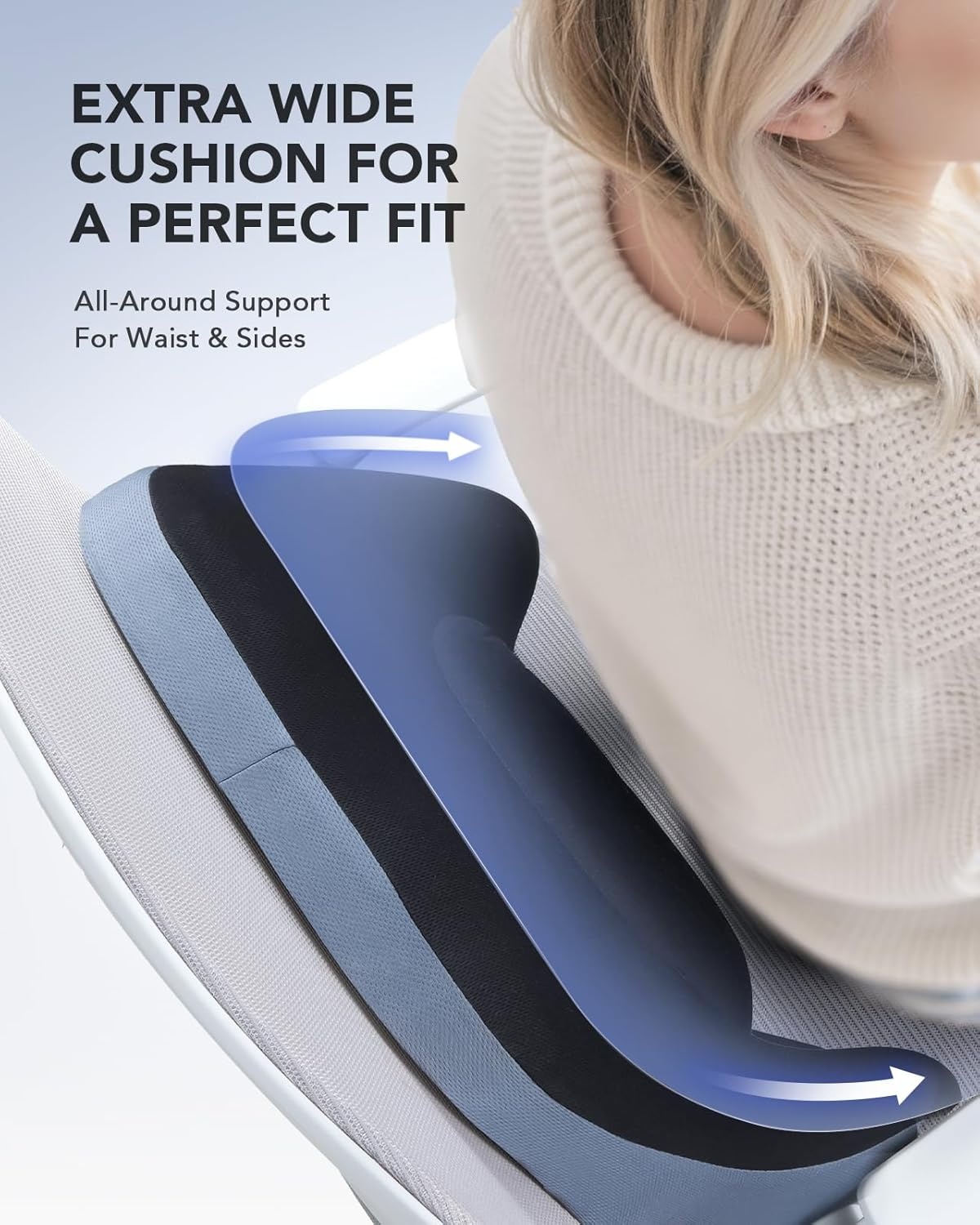 image:imageHUANUO Lumbar Support Pillow for Office Chair Car Back Support Pillow Memory Foam Back Cushion with Double Adjustable Straps Ergonomic Posture Corrector for Sitting Comfort