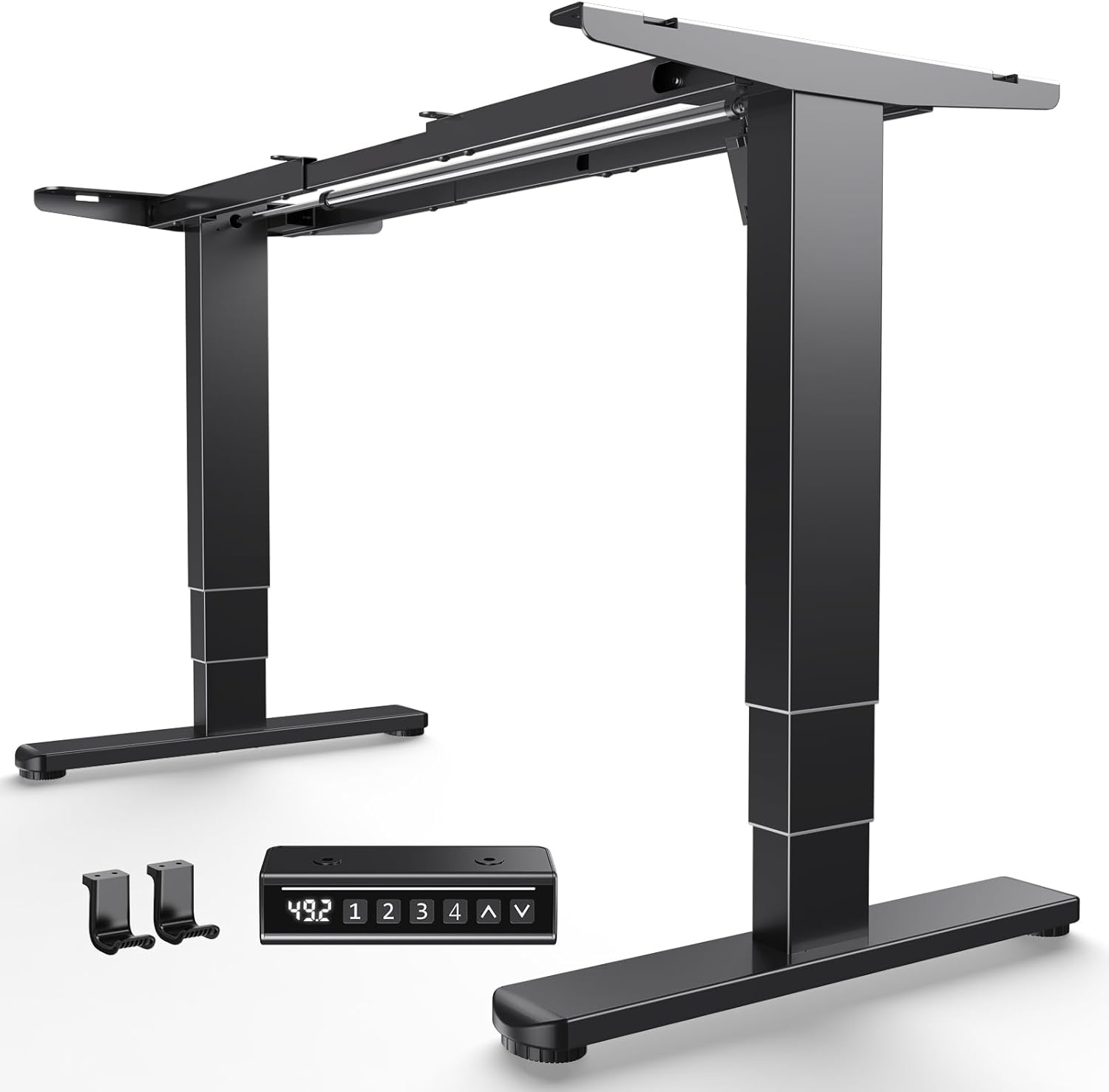 image:imageHUANUO Standing Desk Frame with 220lbs Powerful Brushless Motor Double Crossbeam Structure Thick Adjustable Desk Legs for Max 354 x 866 Desktop for Home Office Black Frame OnlyBlack