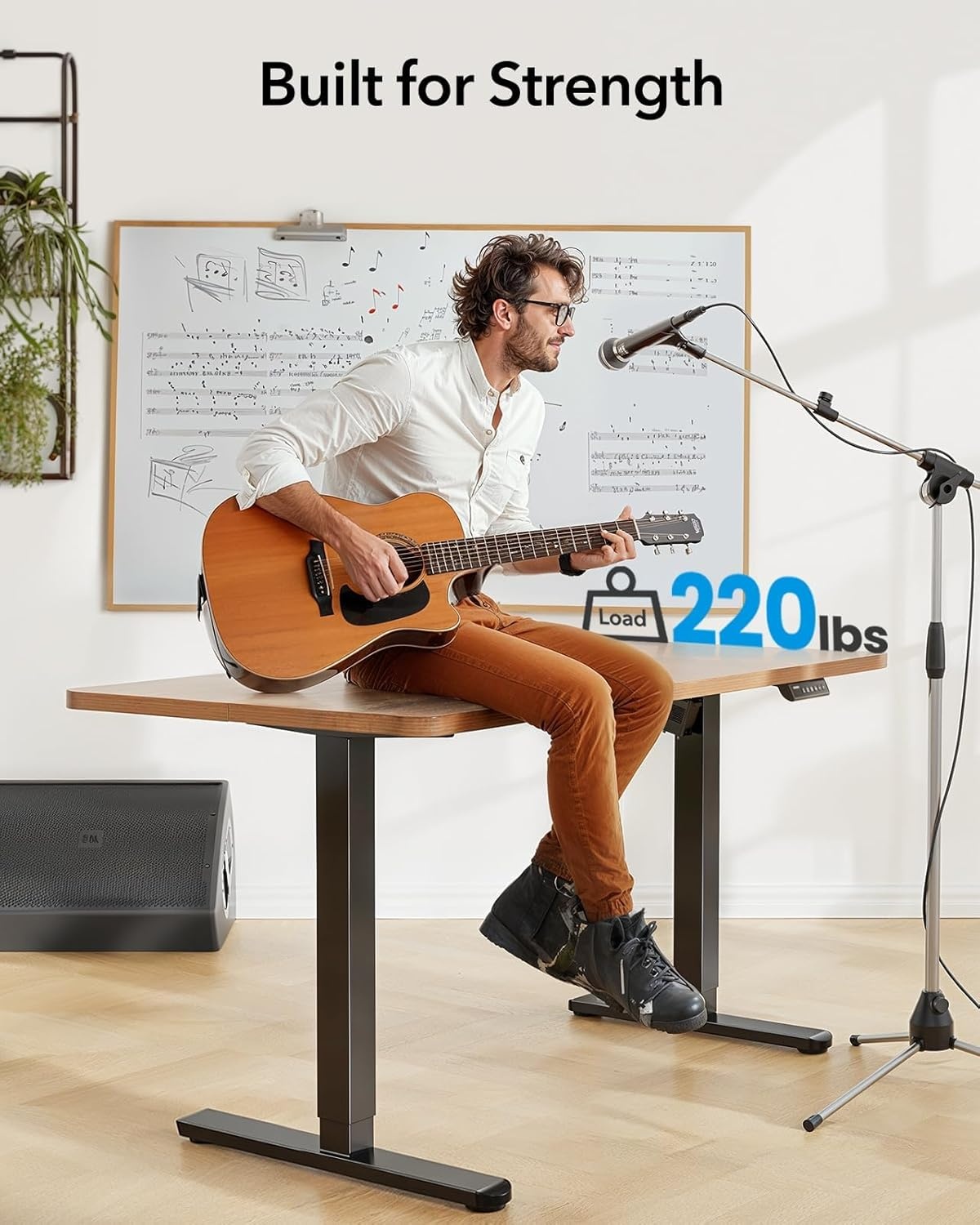 image:imageHUANUO Standing Desk Frame with 220lbs Powerful Brushless Motor Thick TShaped Adjustable Desk Legs Made of AutomotiveGrade Steel for Max 75 x 35 Desktop for Home Office White Frame OnlyBlack