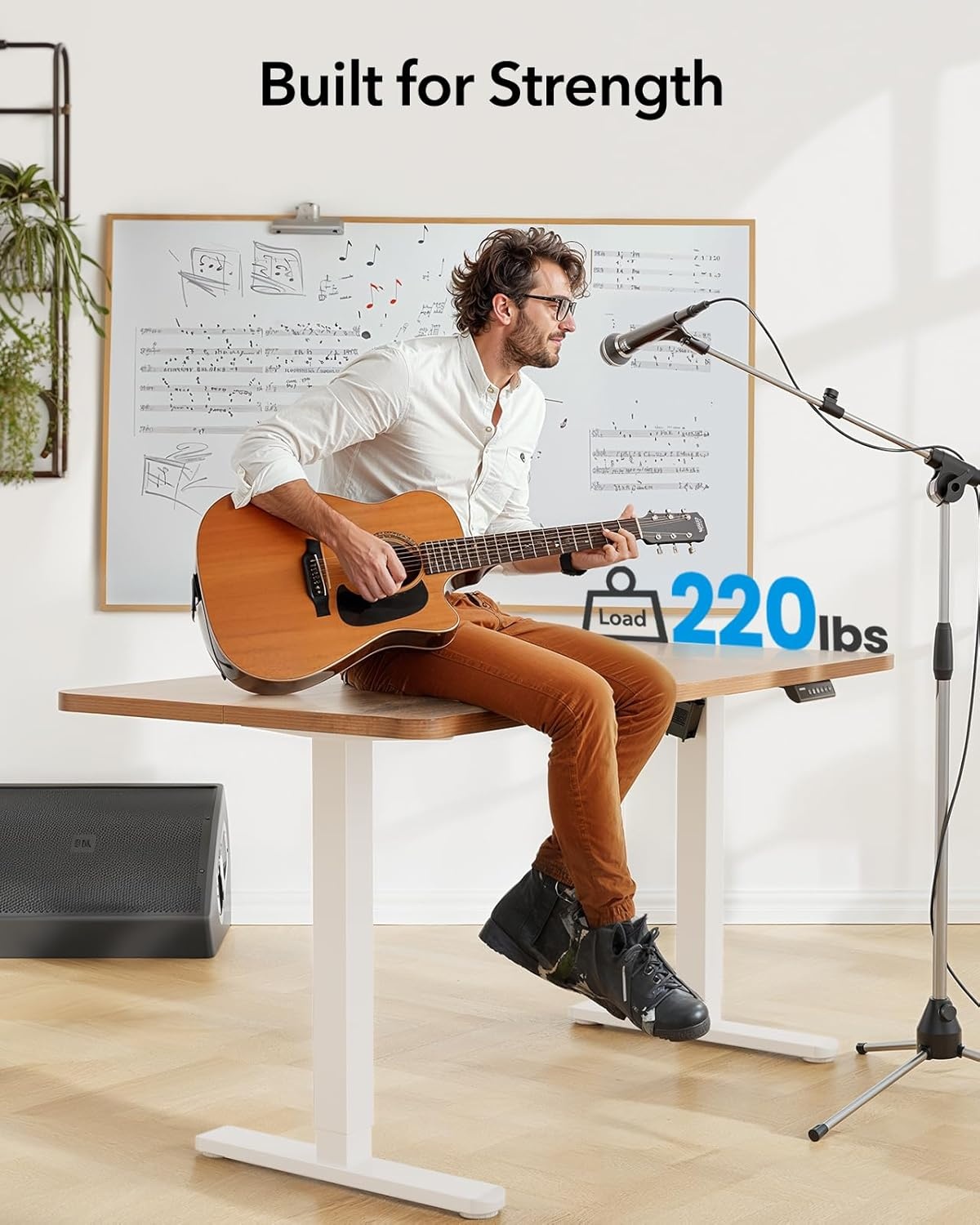image:imageHUANUO Standing Desk Frame with 220lbs Powerful Brushless Motor Thick TShaped Adjustable Desk Legs Made of AutomotiveGrade Steel for Max 75 x 35 Desktop for Home Office White Frame OnlyWhite