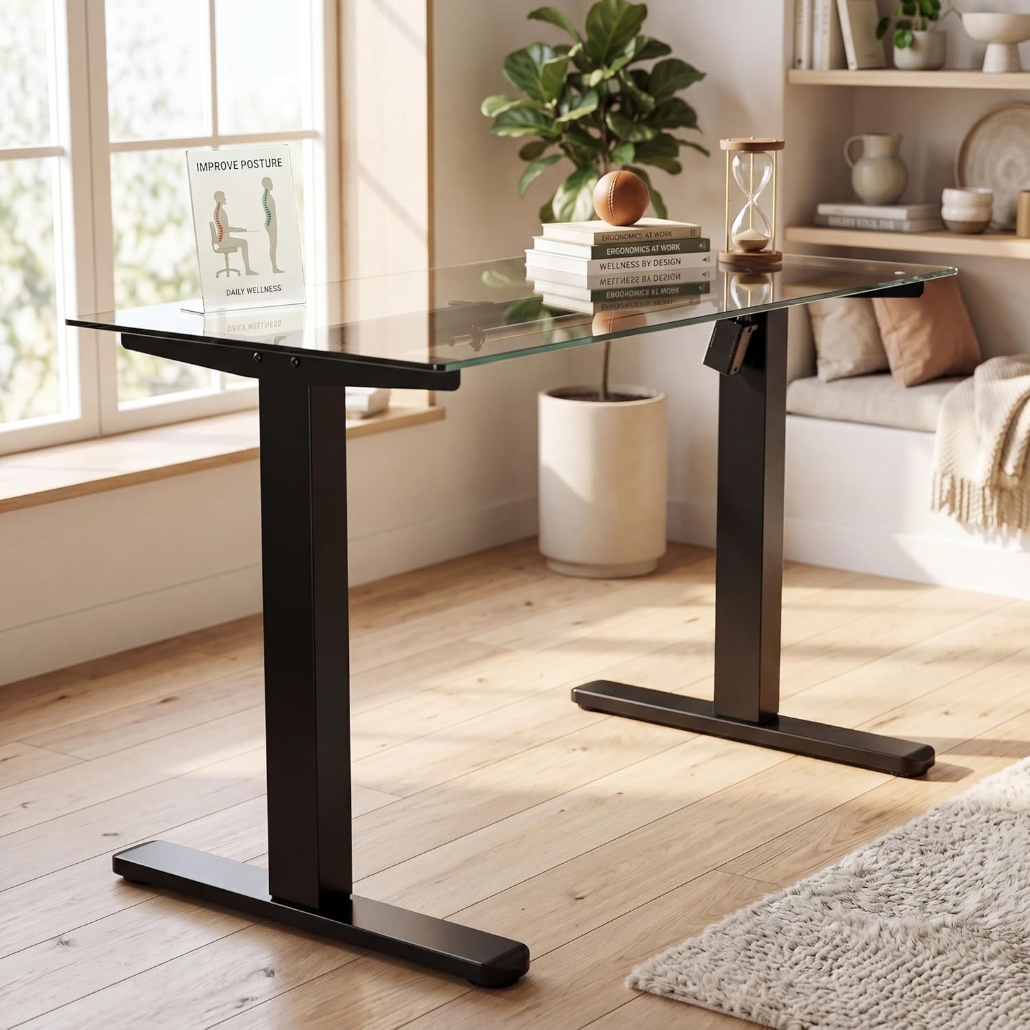image:imageHUANUO Standing Desk Frame with 220lbs Powerful Brushless Motor Thick TShaped Adjustable Desk Legs Made of AutomotiveGrade Steel for Max 75 x 35 Desktop for Home Office White Frame OnlyBlack