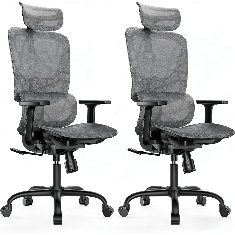 image:imageHUANUO Ergonomic Mesh Office Chair with 5Level Lumbar Support Computer Gaming Chair with Adjustable Headrest amp Armrests Rocking Tilt Comfortable High Back Desk Chair for Home Office2
