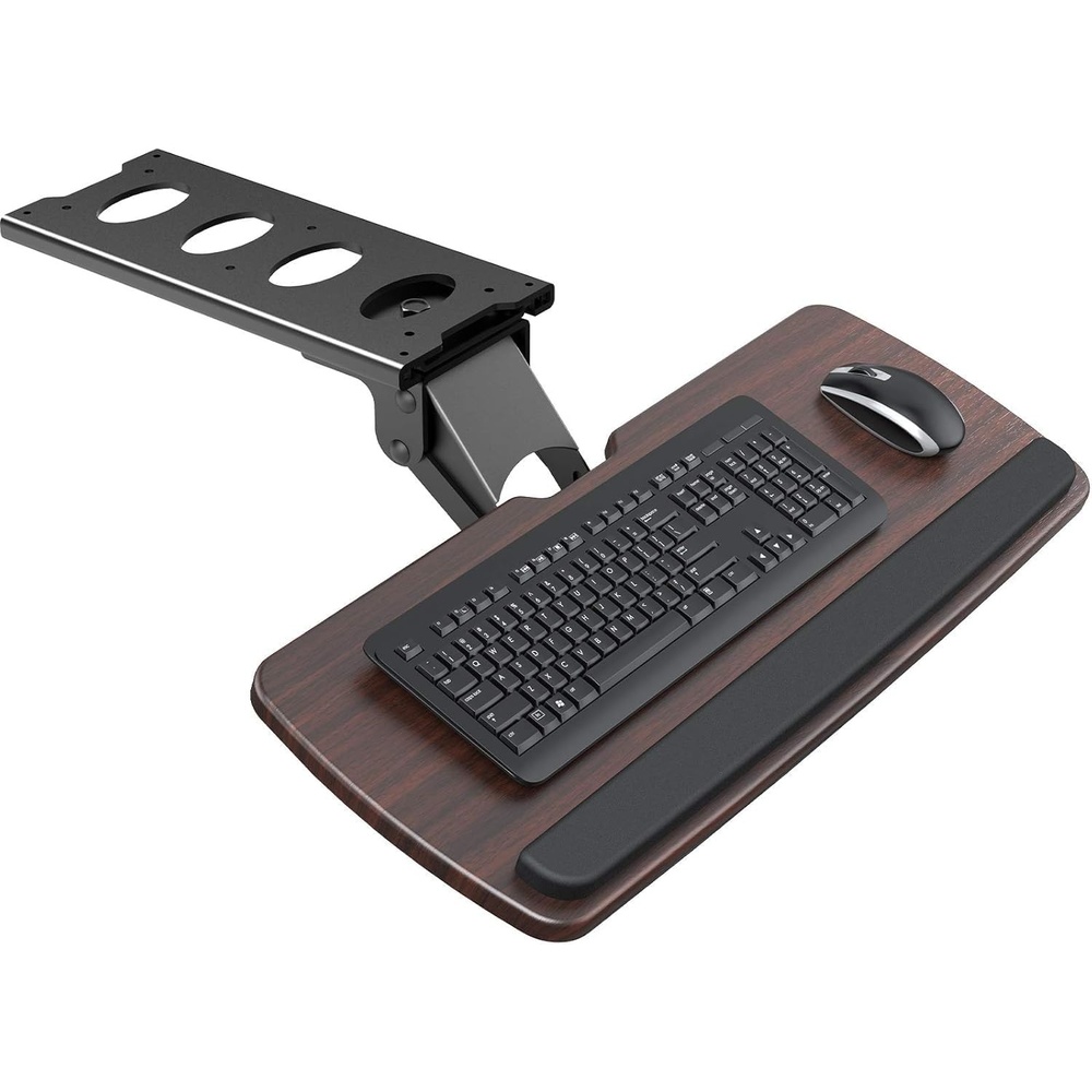 image:imageHUANUO Keyboard Tray Under Desk 360 Adjustable Ergonomic Sliding Keyboard amp Mouse Tray Under Desk Keyboard Tray Slide Out Keyboard Holder Under Desk for Typing in Home Office Work 25W x 984DBrown