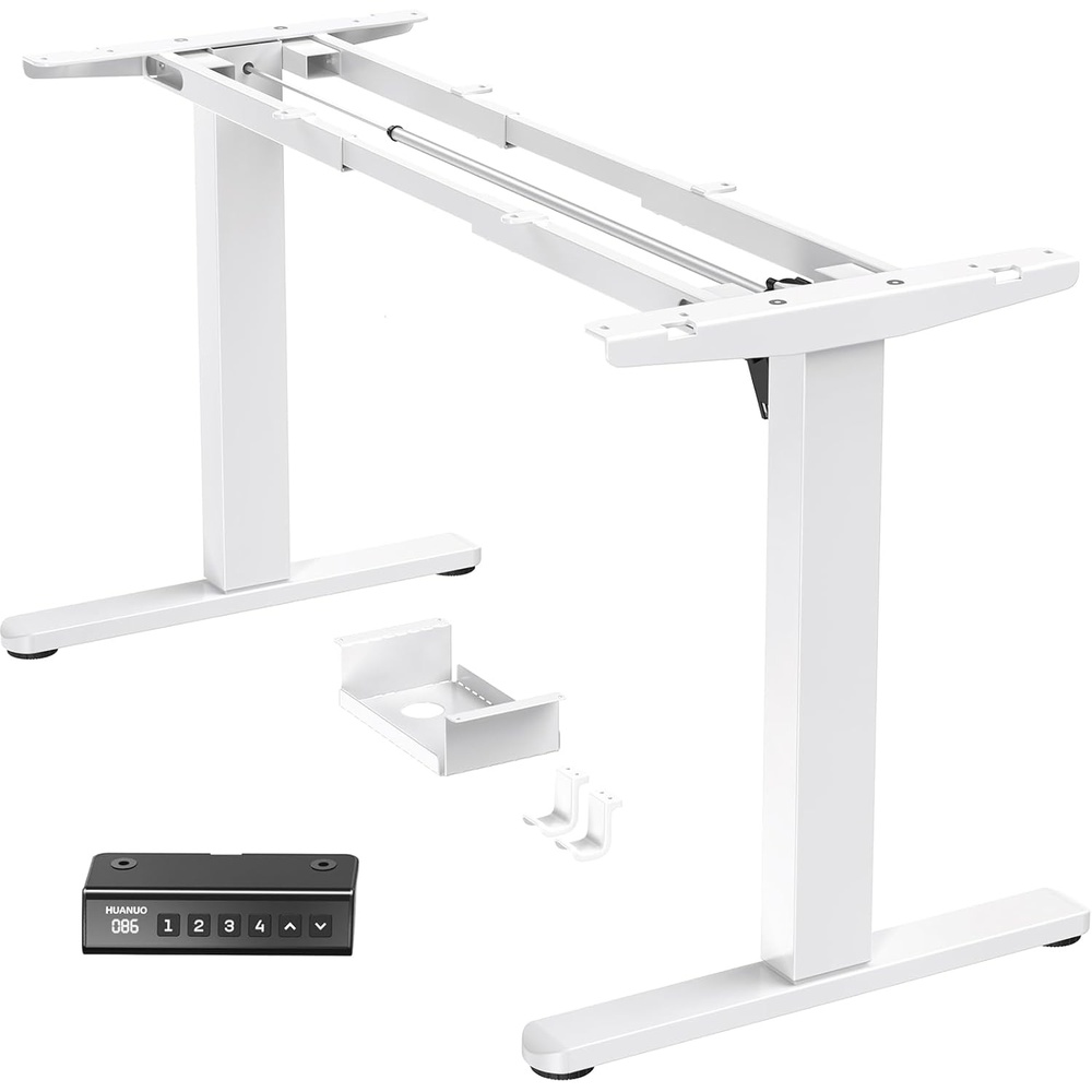 image:imageHUANUO Standing Desk Frame with 220lbs Powerful Brushless Motor Double Crossbeam Structure Thick Adjustable Desk Legs for Max 354 x 866 Desktop for Home Office Black Frame OnlyWhite