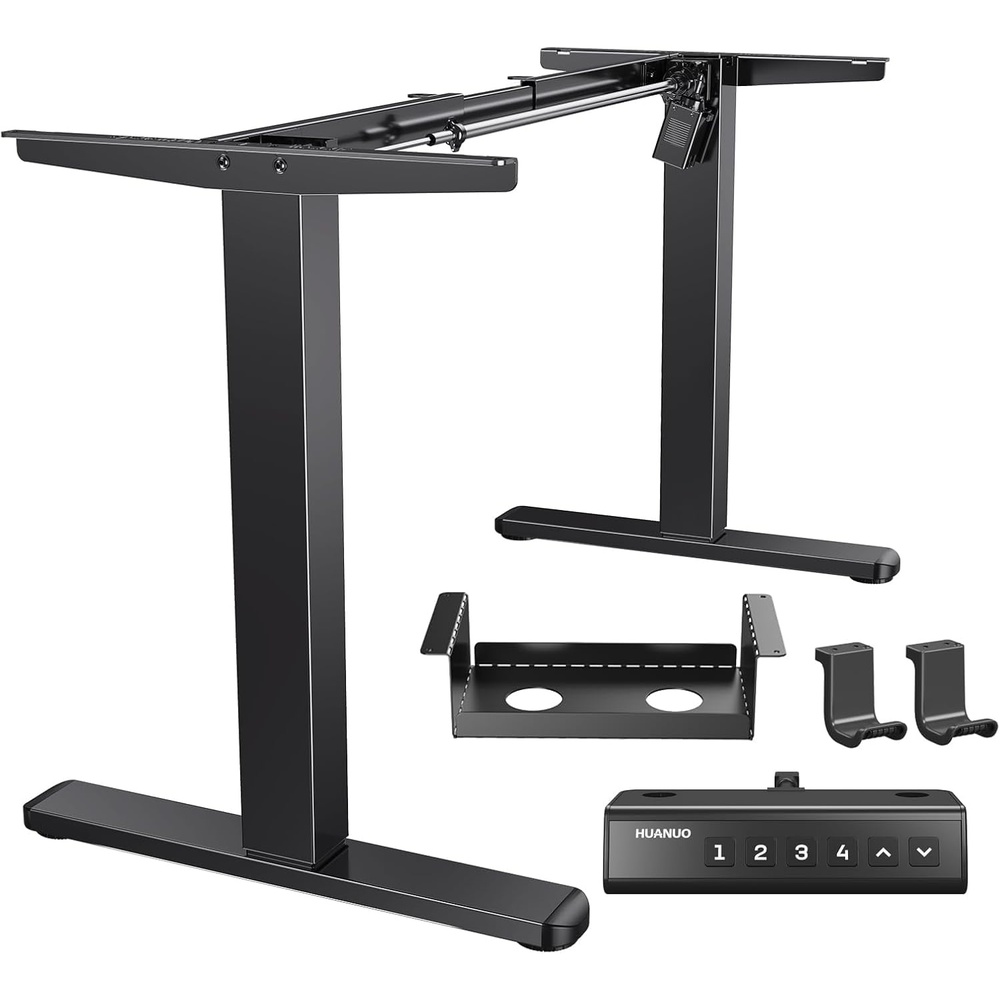 image:imageHUANUO Standing Desk Frame with 220lbs Powerful Brushless Motor Thick TShaped Adjustable Desk Legs Made of AutomotiveGrade Steel for Max 75 x 35 Desktop for Home Office White Frame OnlyBlack