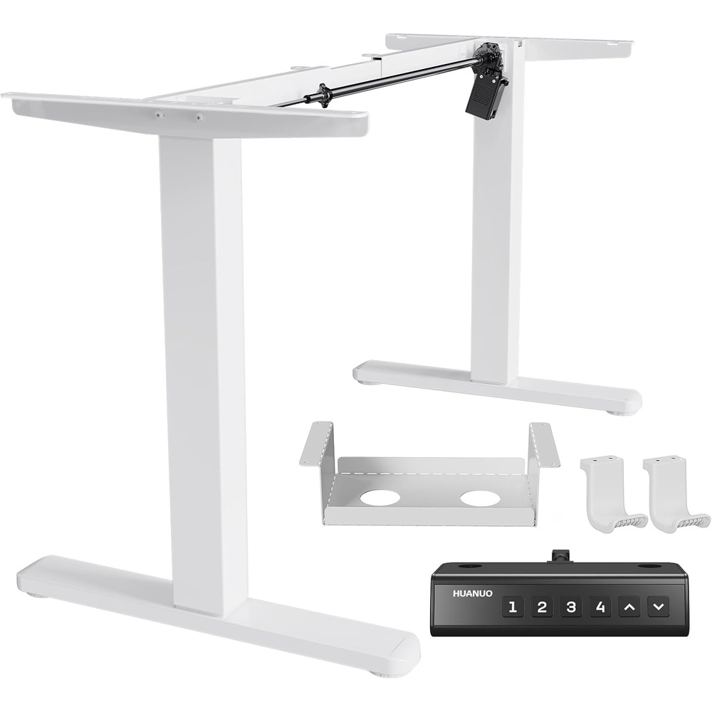 image:imageHUANUO Standing Desk Frame with 220lbs Powerful Brushless Motor Thick TShaped Adjustable Desk Legs Made of AutomotiveGrade Steel for Max 75 x 35 Desktop for Home Office White Frame OnlyWhite