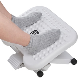 image:imageHUANUO Adjustable Desk Footrest Foot Rest for Under Desk at Work with Massage Adjustable Foot Stool with 3 Height Position amp 30 Degree Tilt Angle Adjustment for Home OfficeWhite