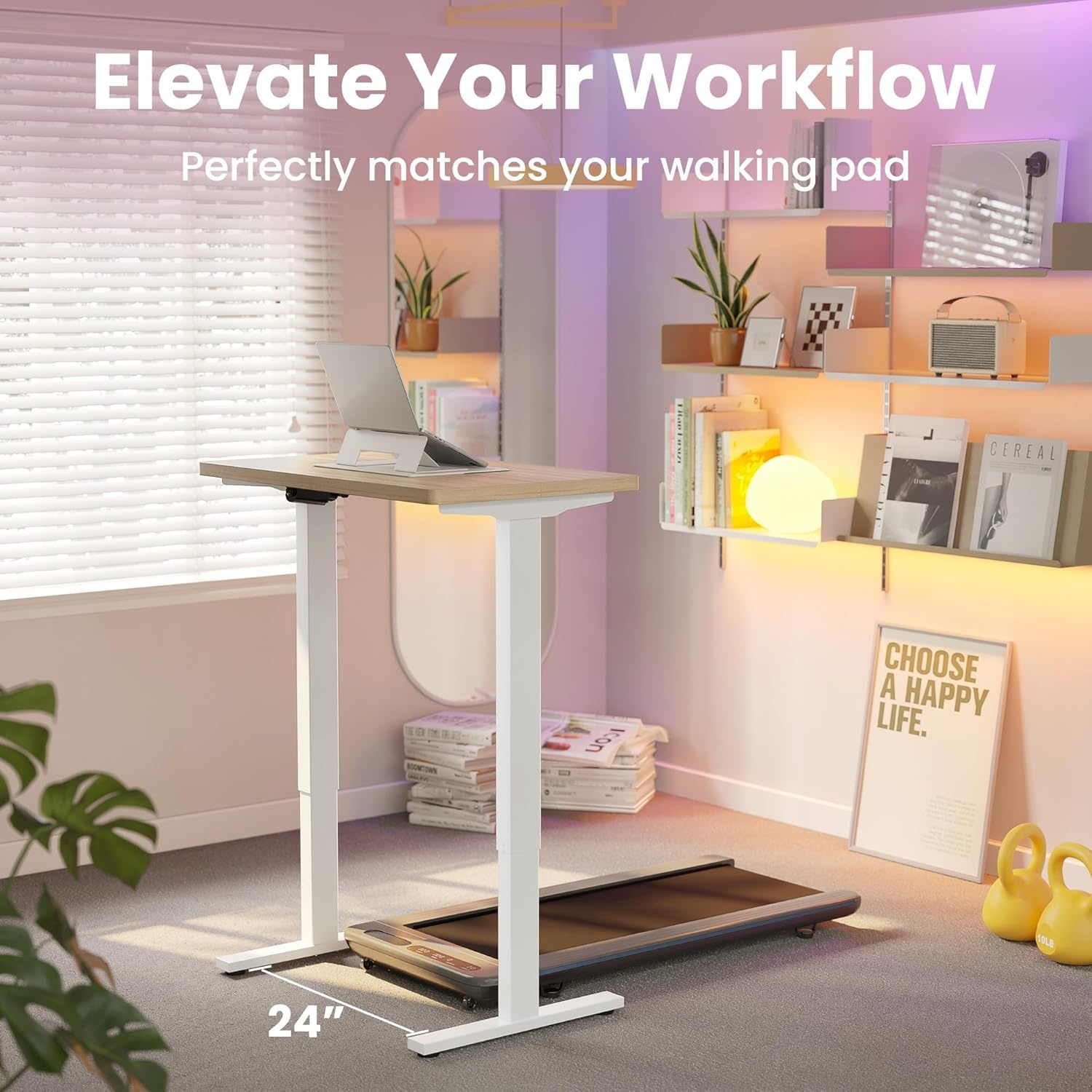 image:imageHUANUO 55 x 28 inch Electric Standing Desk Adjustable Height 4 Memory Height Settings Sit Stand Up Desk for Home Office amp Computer Workstation WhiteNatural